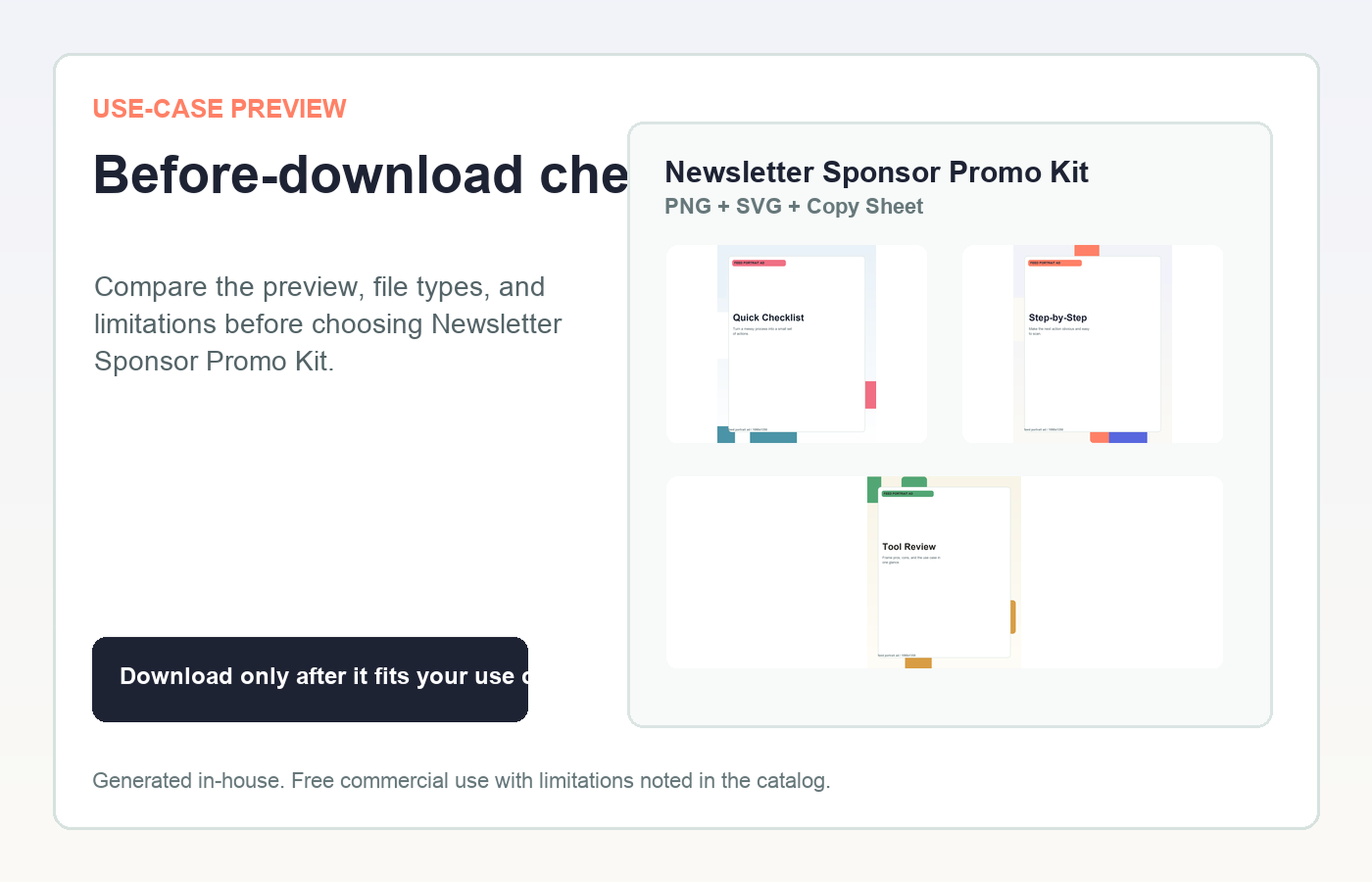 Newsletter Sponsor Promo Kit Before-download check use-case preview