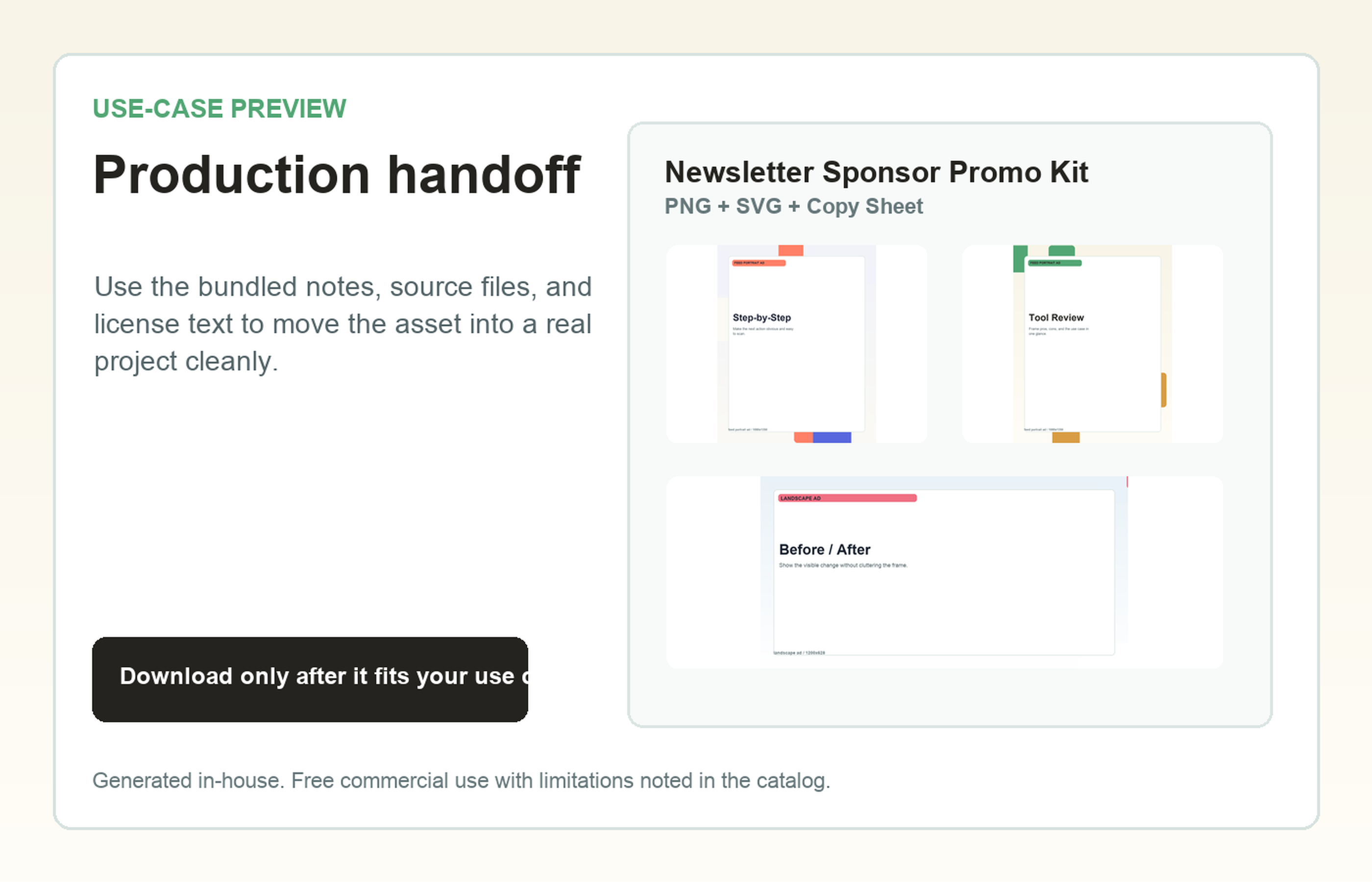 Newsletter Sponsor Promo Kit Production handoff use-case preview