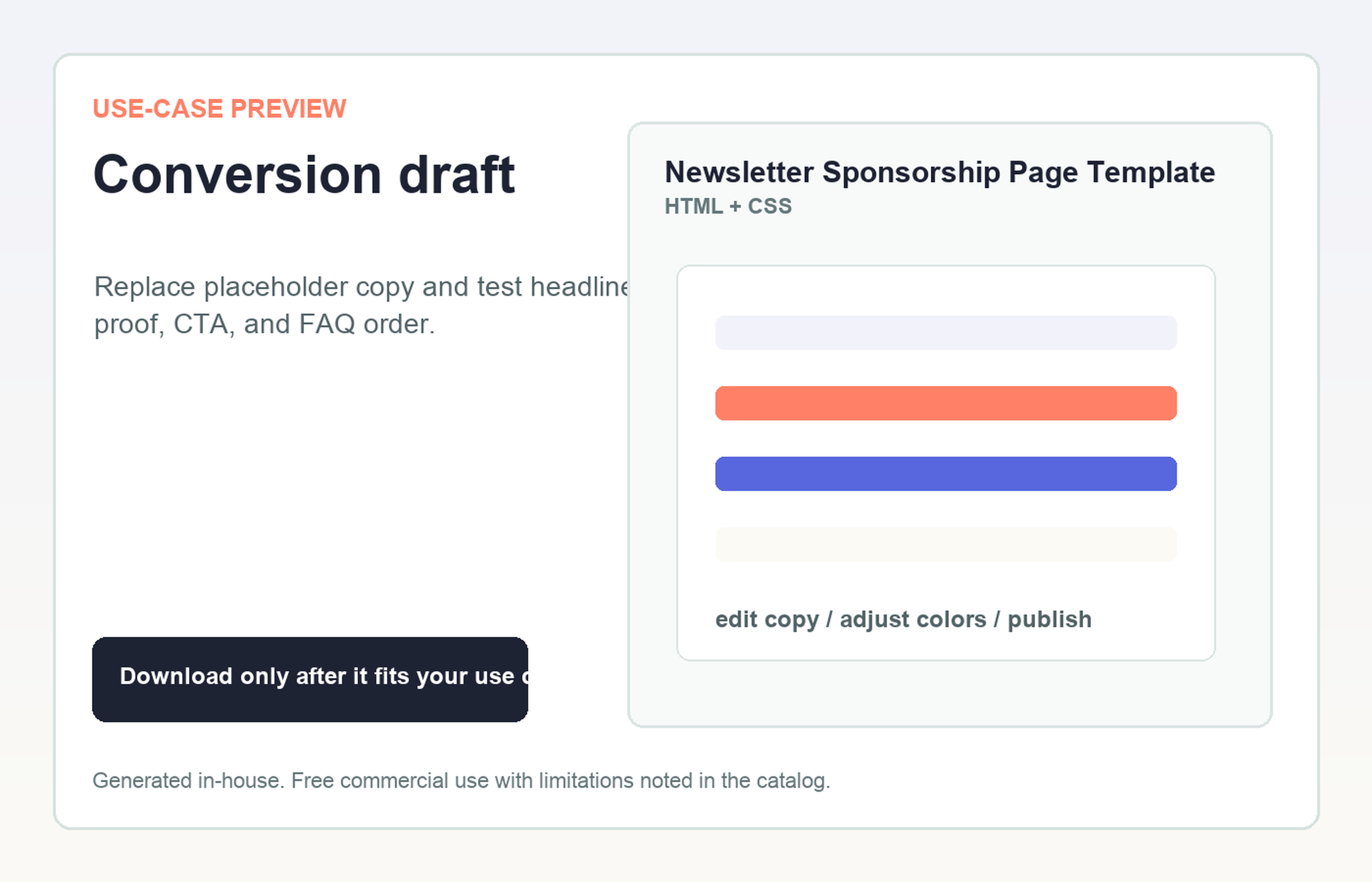 Newsletter Sponsorship Page Template Conversion draft use-case preview