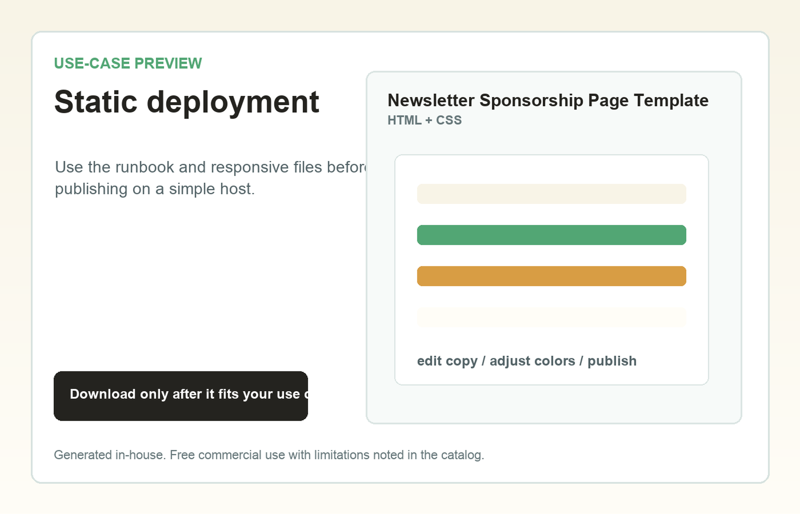 Newsletter Sponsorship Page Template Static deployment use-case preview