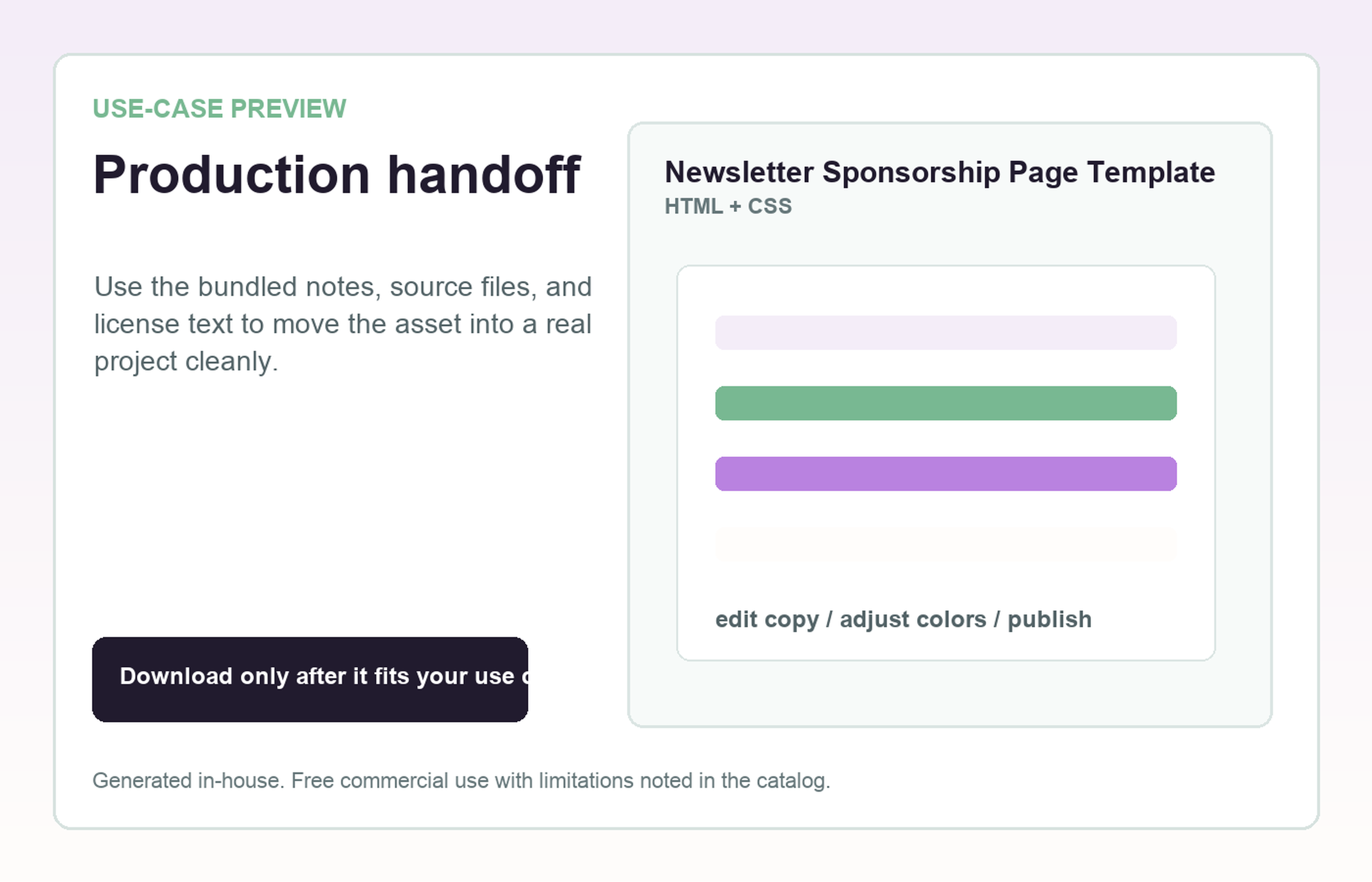 Newsletter Sponsorship Page Template Production handoff use-case preview