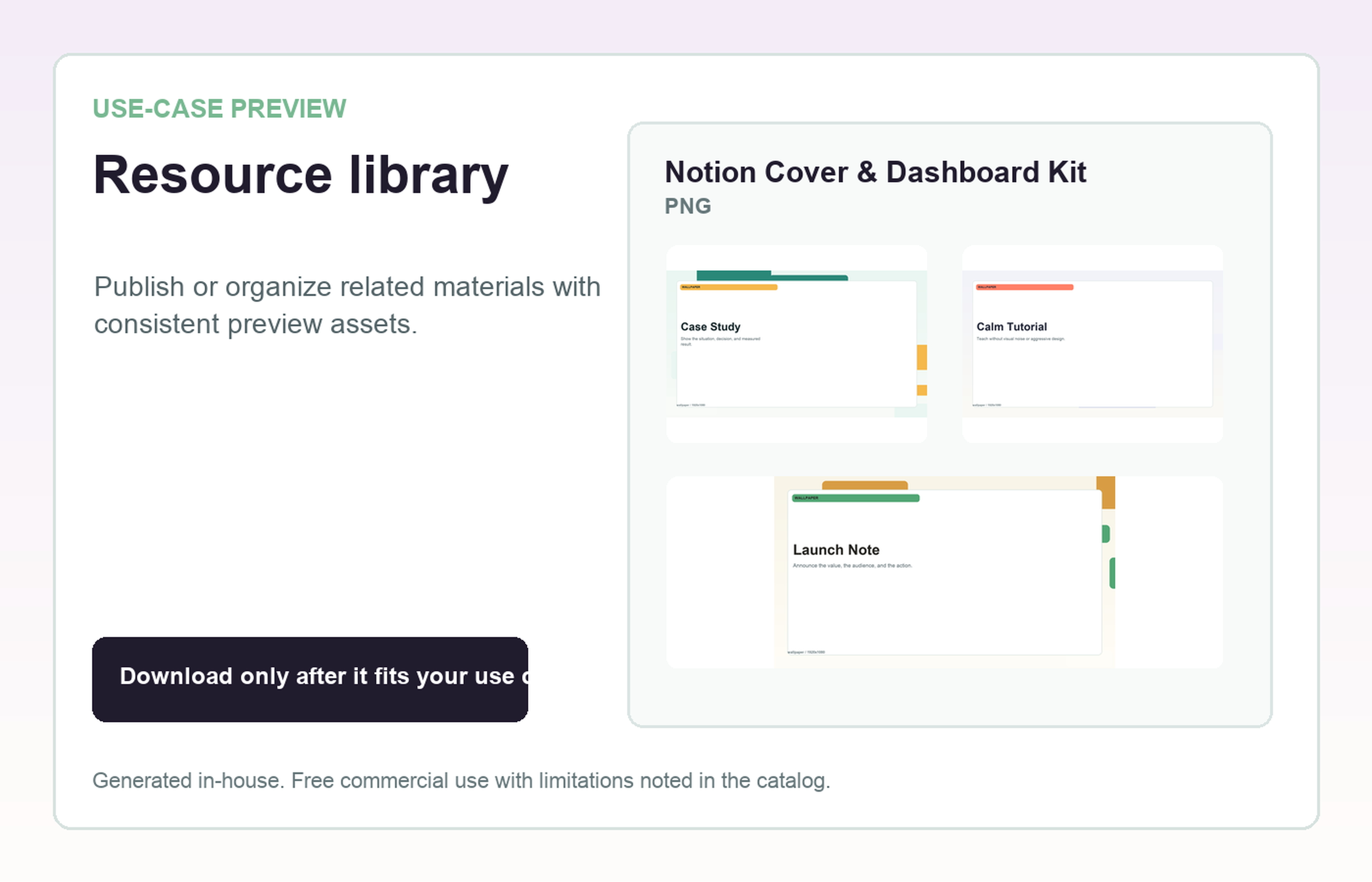 Notion Cover & Dashboard Kit Resource library use-case preview