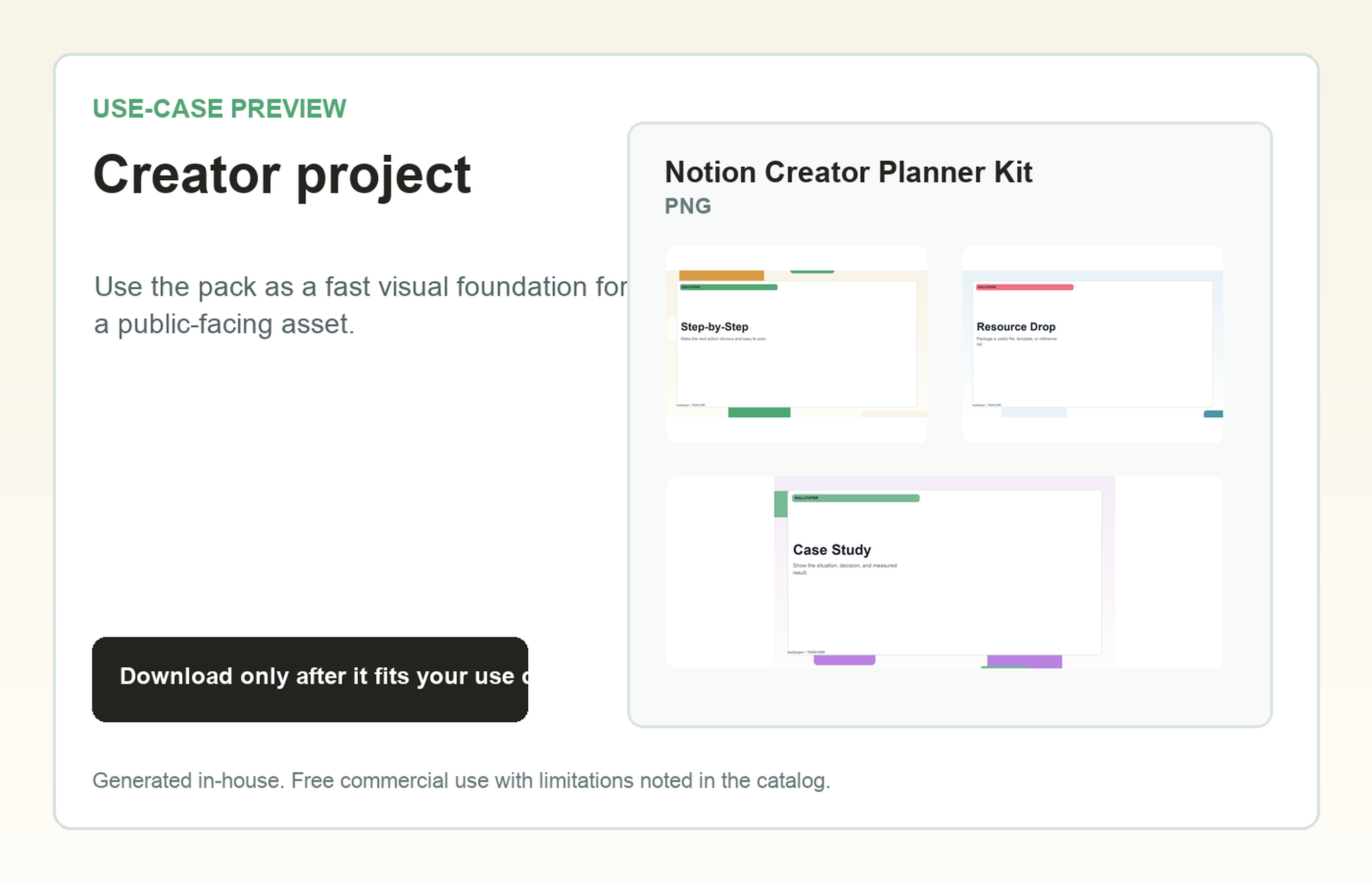 Notion Creator Planner Kit Creator project use-case preview