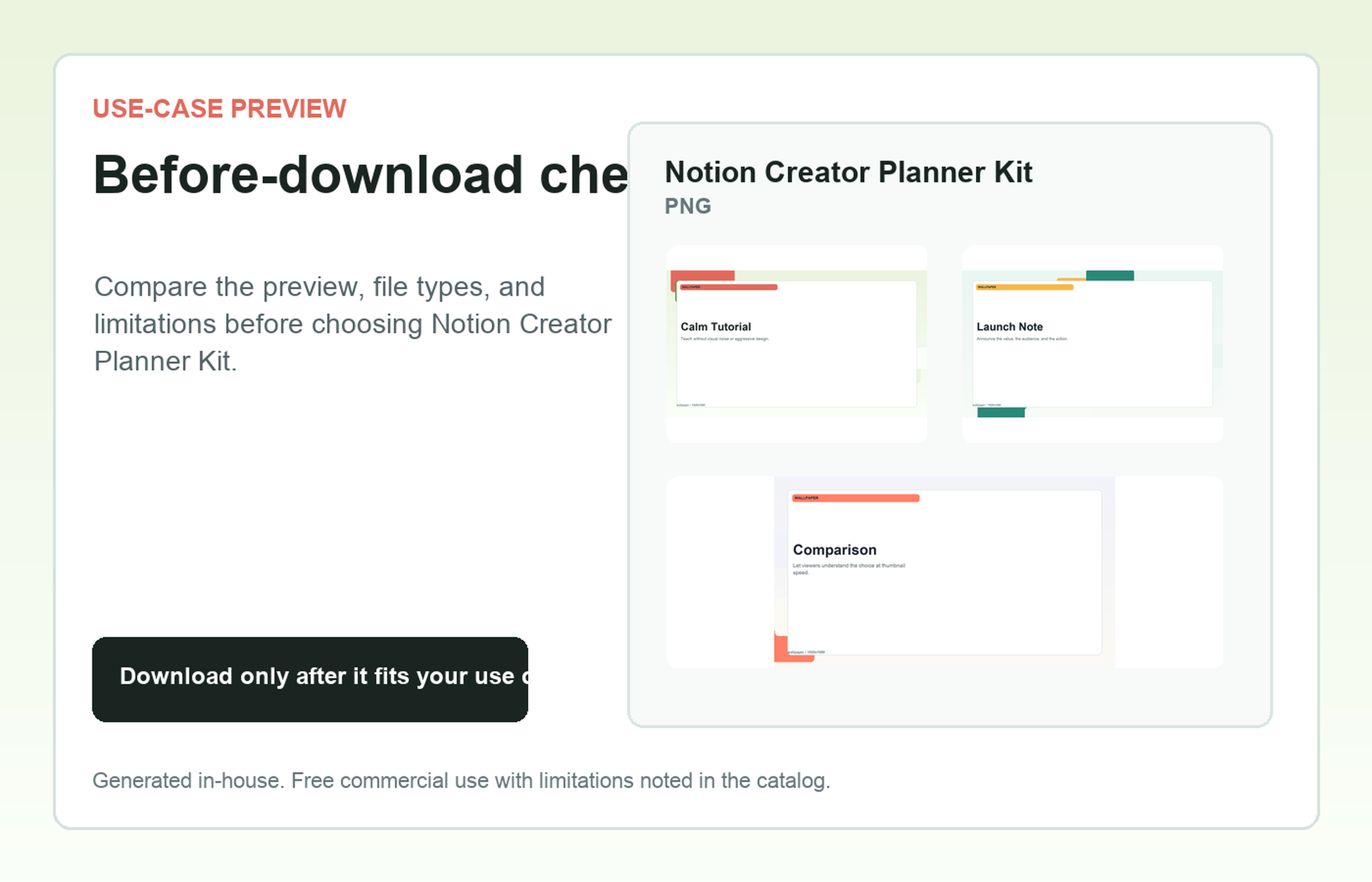 Notion Creator Planner Kit Before-download check use-case preview