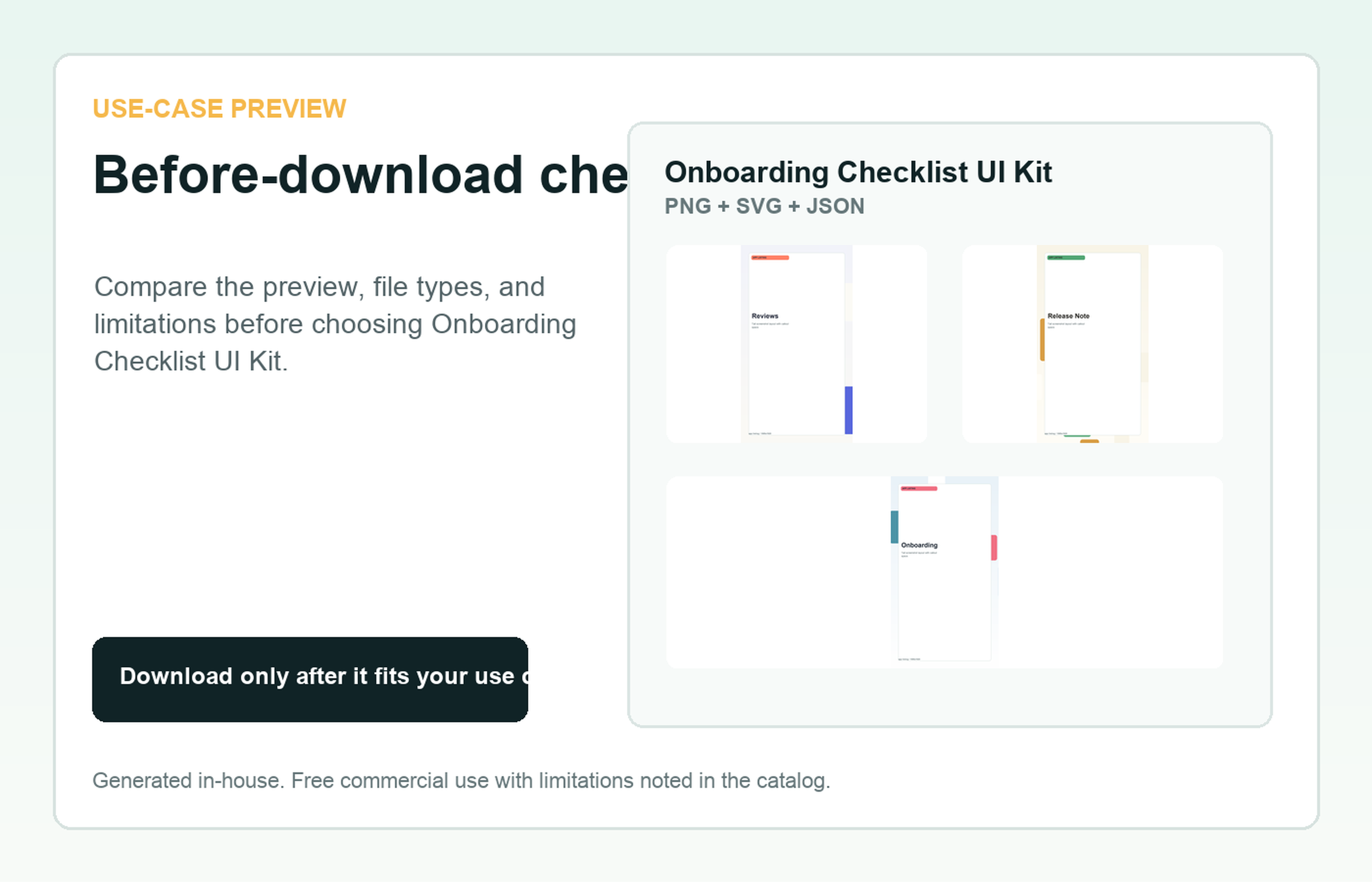 Onboarding Checklist UI Kit Before-download check use-case preview