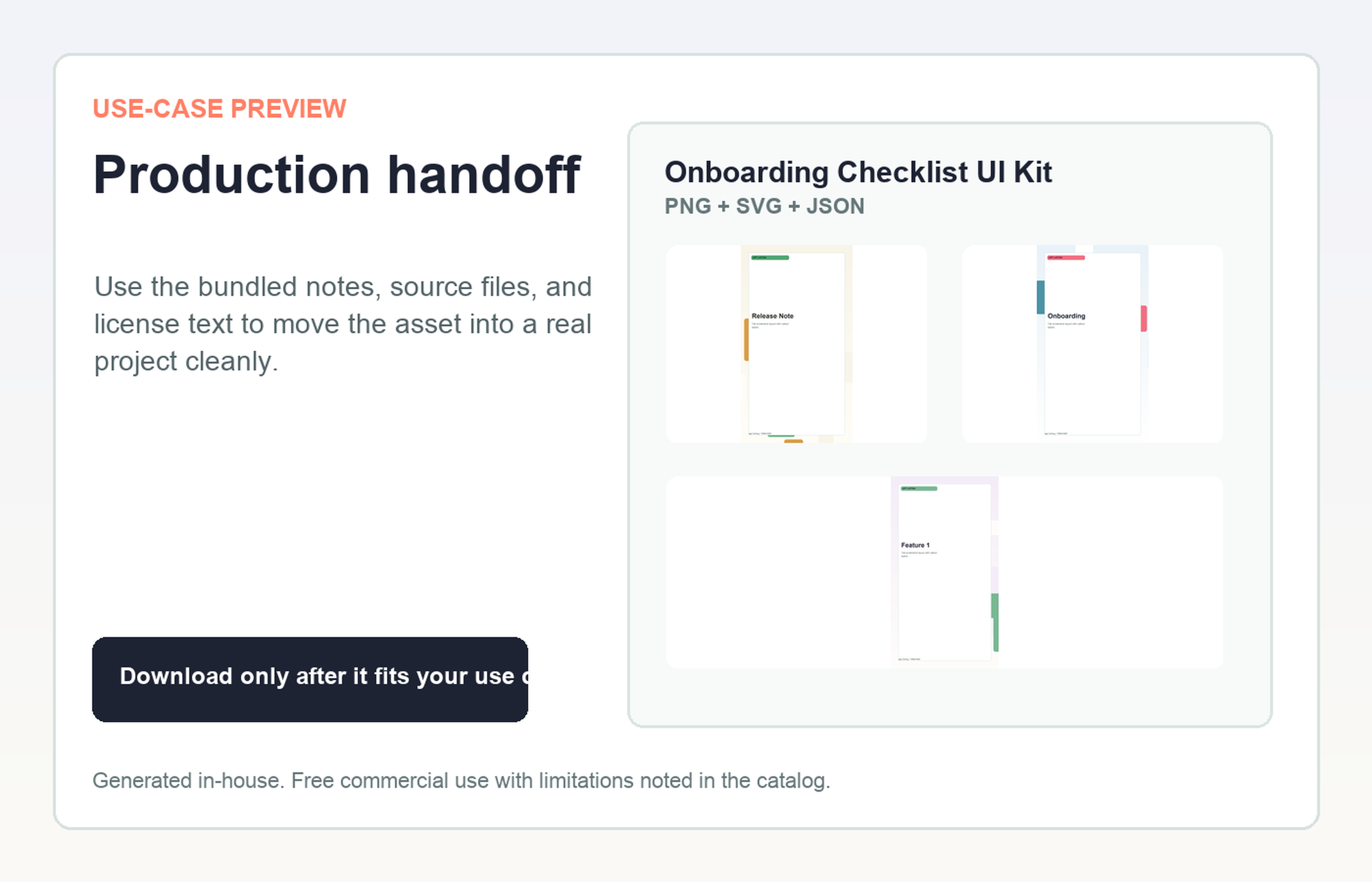 Onboarding Checklist UI Kit Production handoff use-case preview