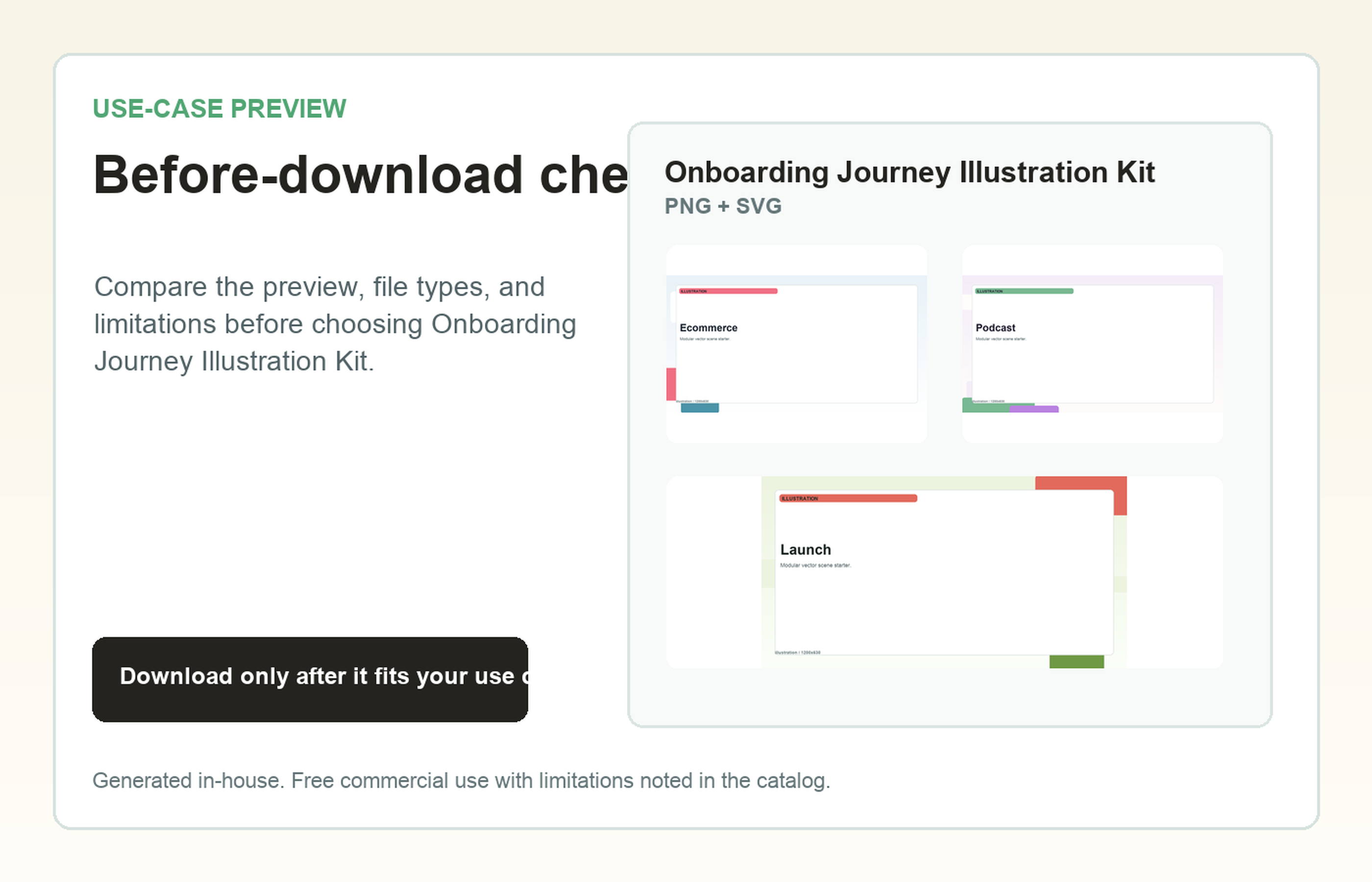 Onboarding Journey Illustration Kit Before-download check use-case preview