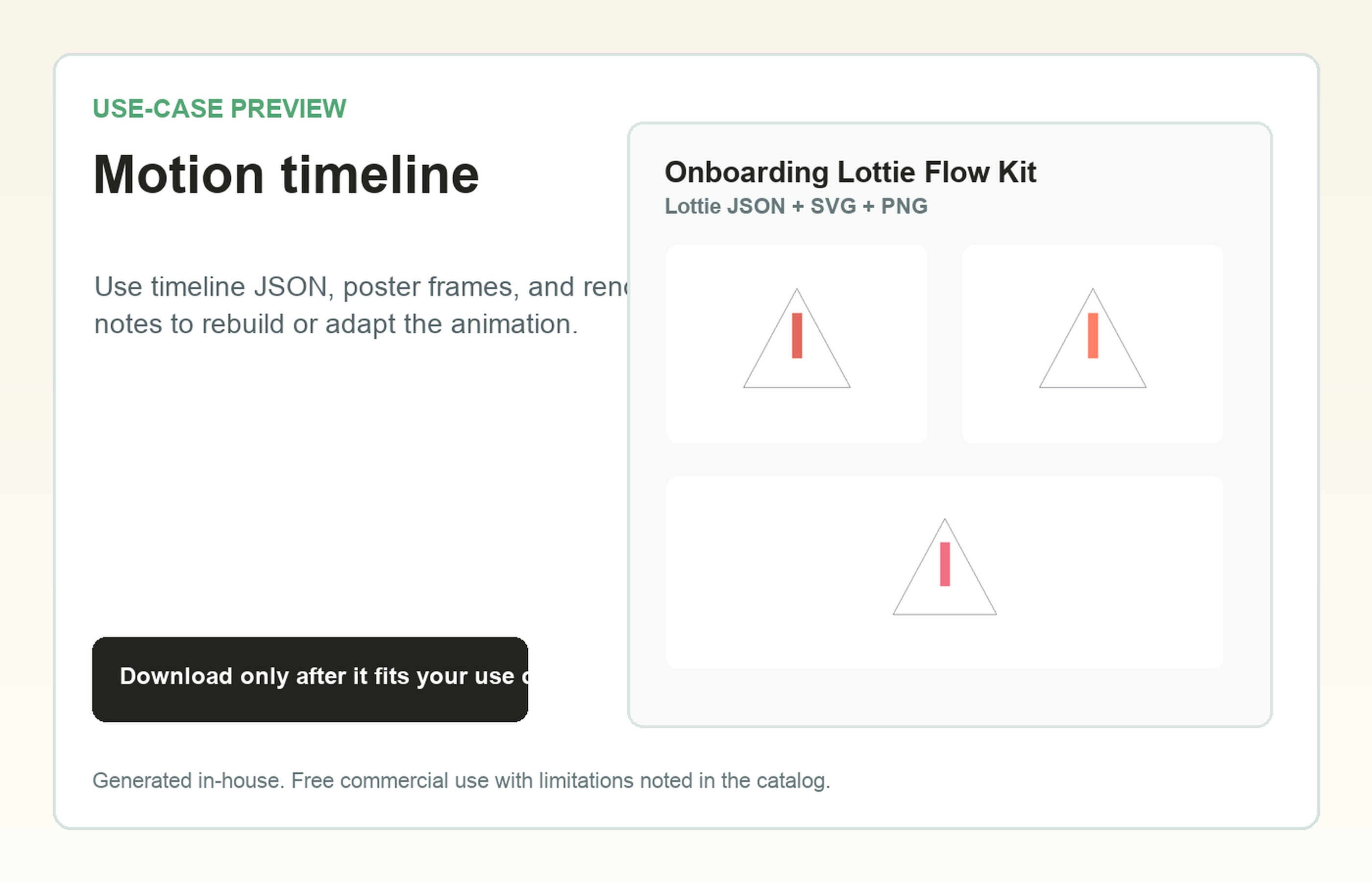 Onboarding Lottie Flow Kit Motion timeline use-case preview