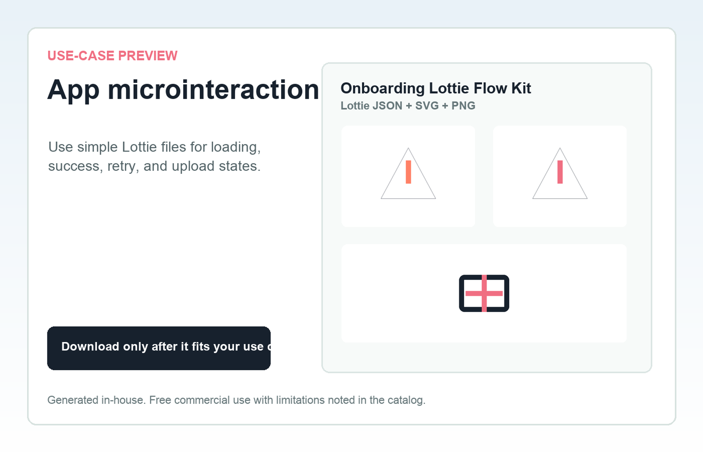 Onboarding Lottie Flow Kit App microinteraction use-case preview