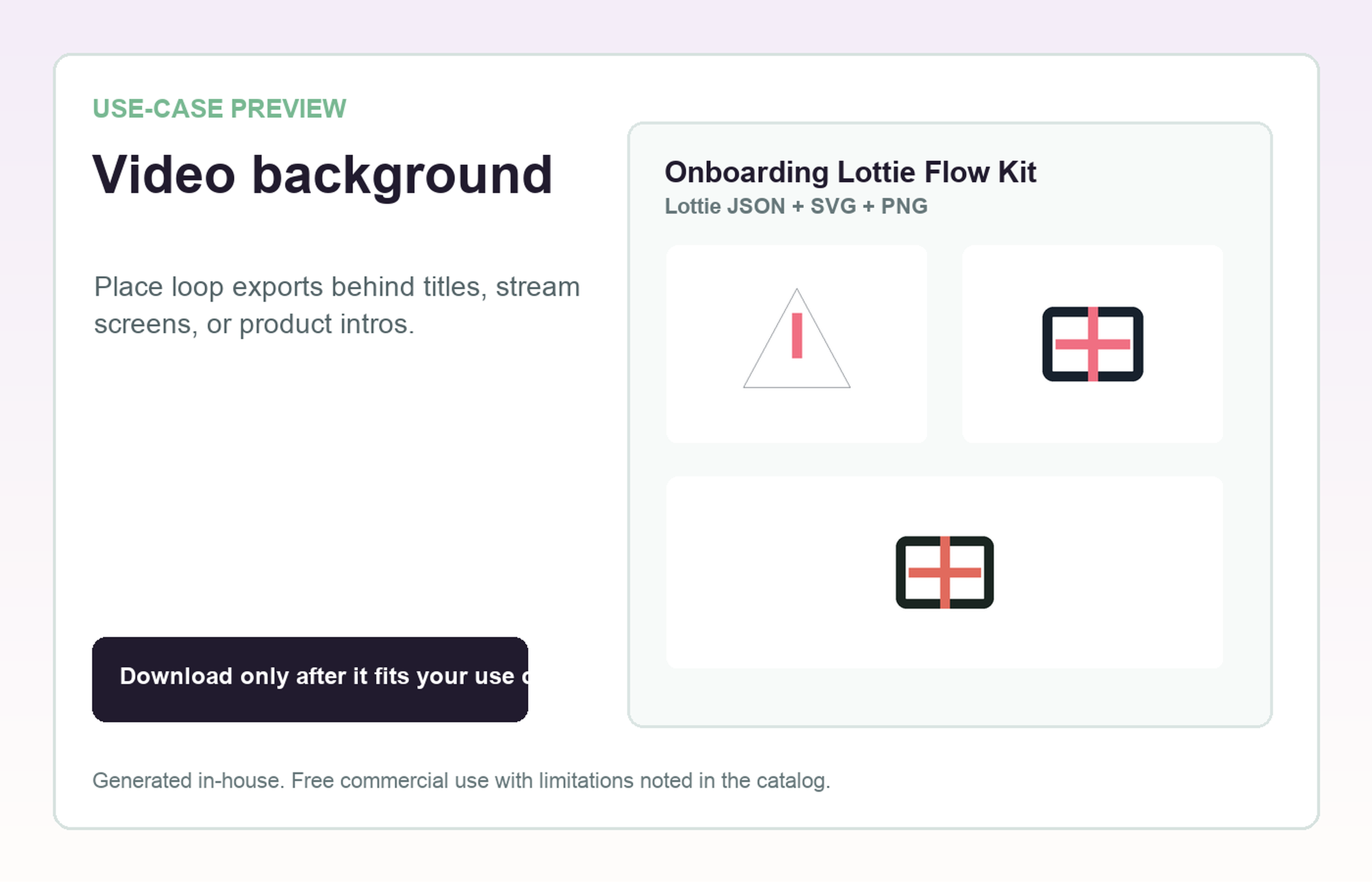 Onboarding Lottie Flow Kit Video background use-case preview