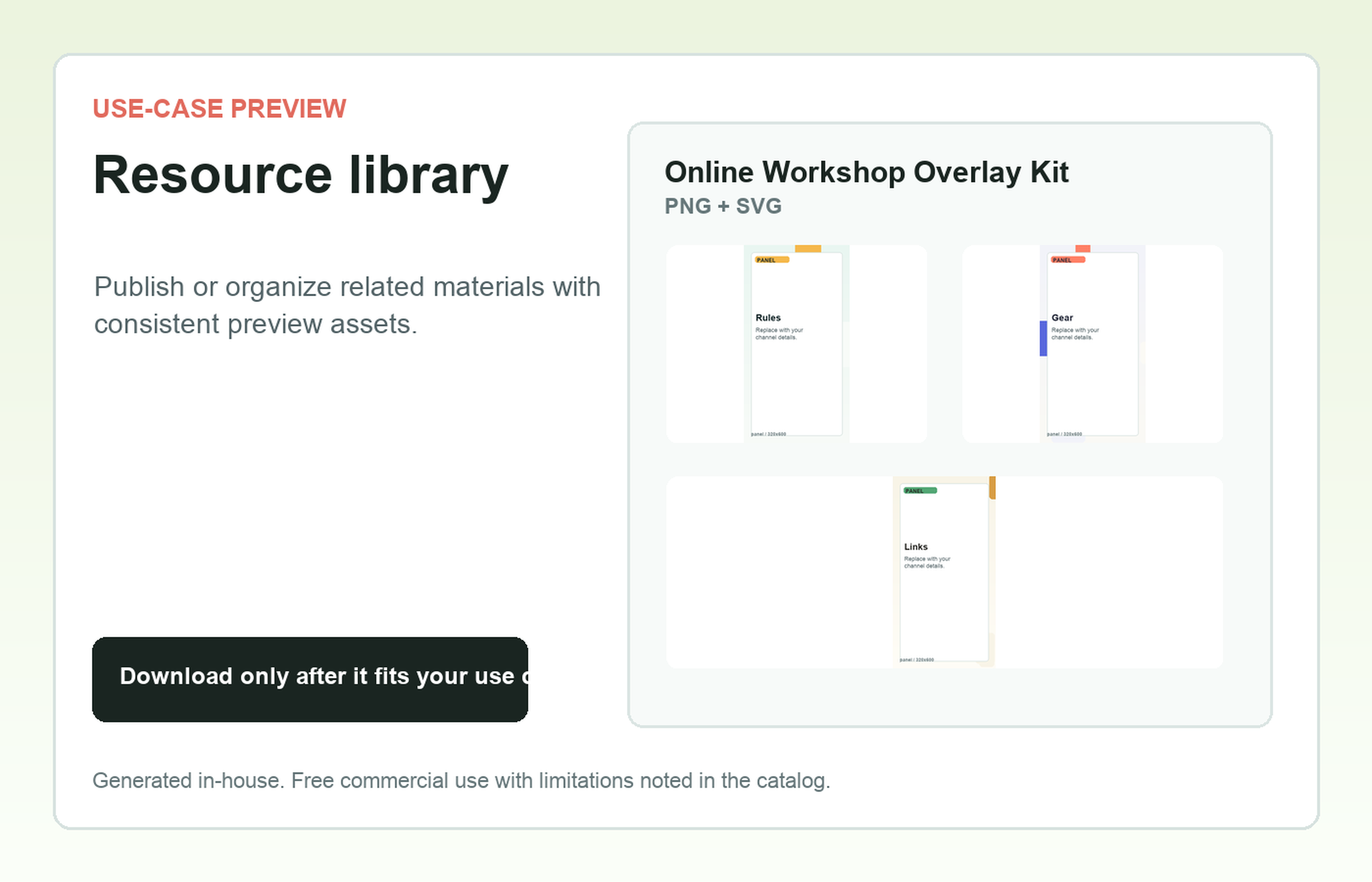 Online Workshop Overlay Kit Resource library use-case preview