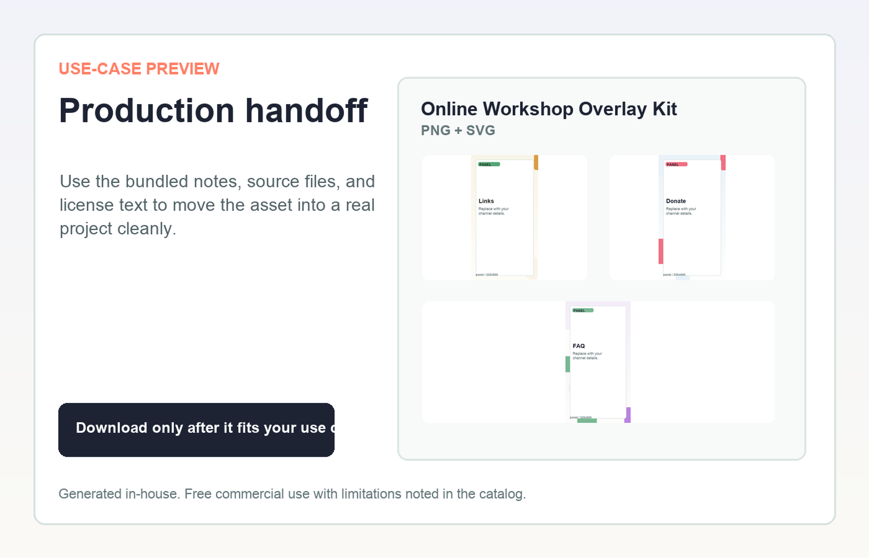 Online Workshop Overlay Kit Production handoff use-case preview
