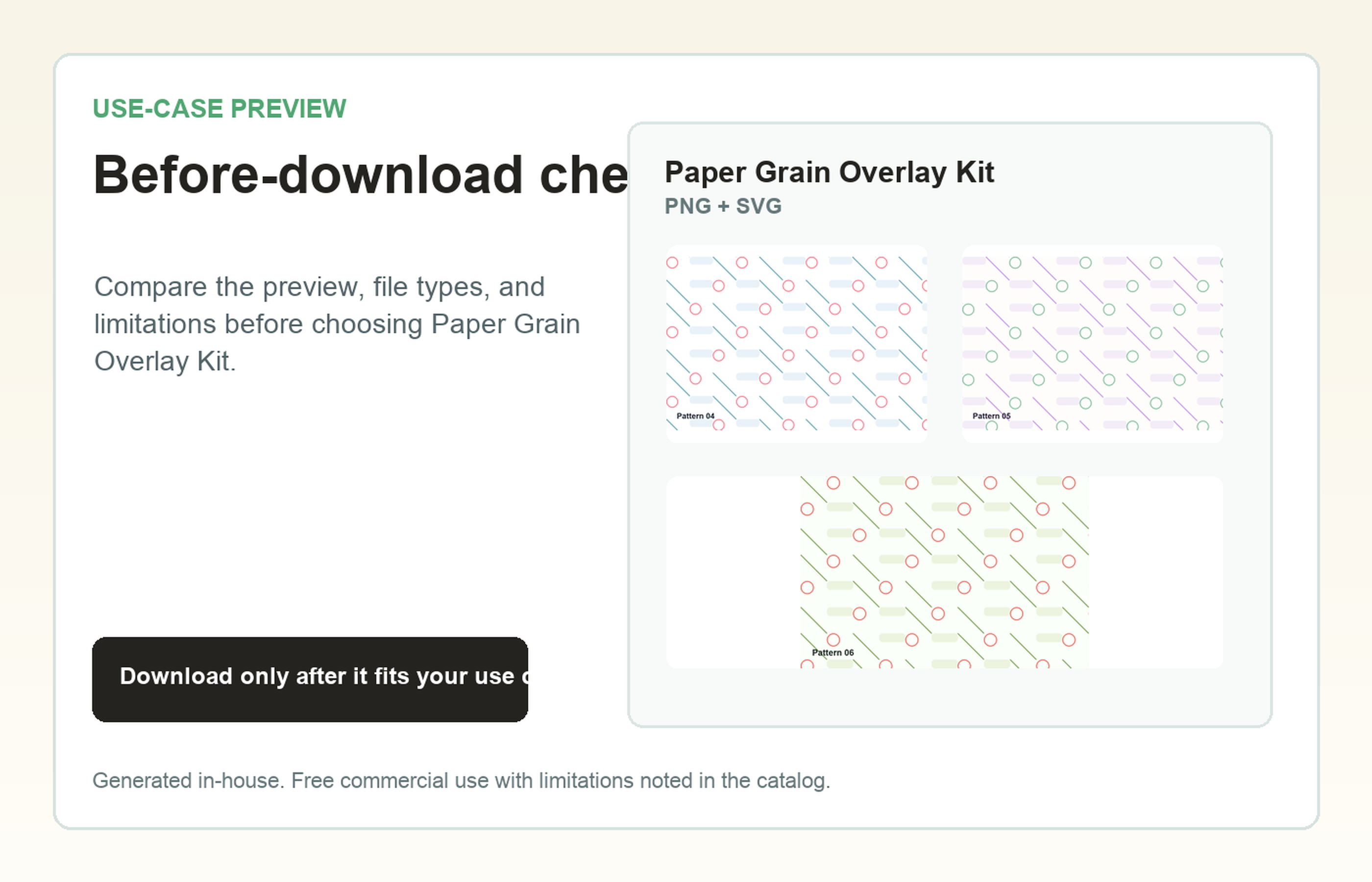 Paper Grain Overlay Kit Before-download check use-case preview