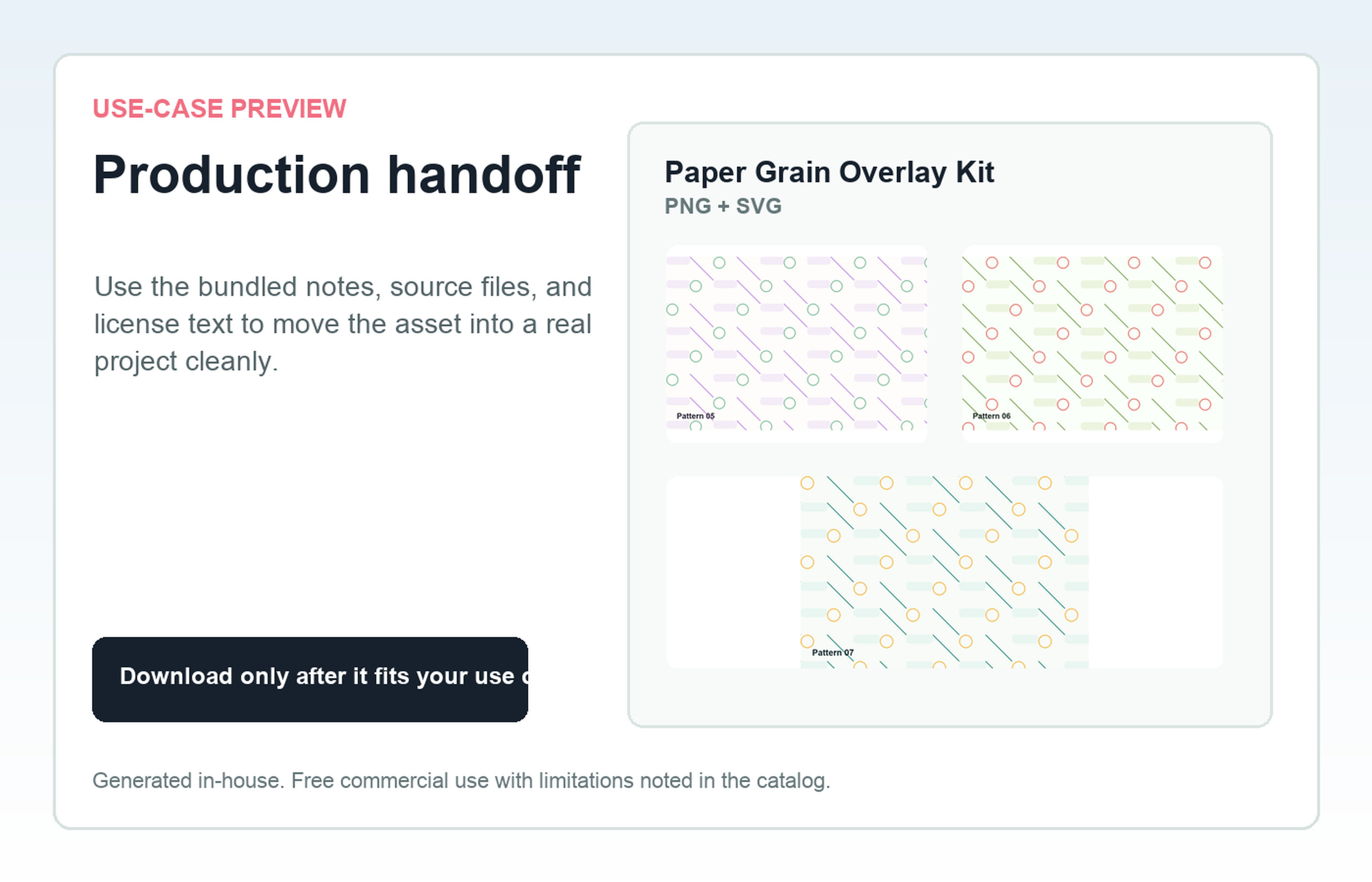 Paper Grain Overlay Kit Production handoff use-case preview