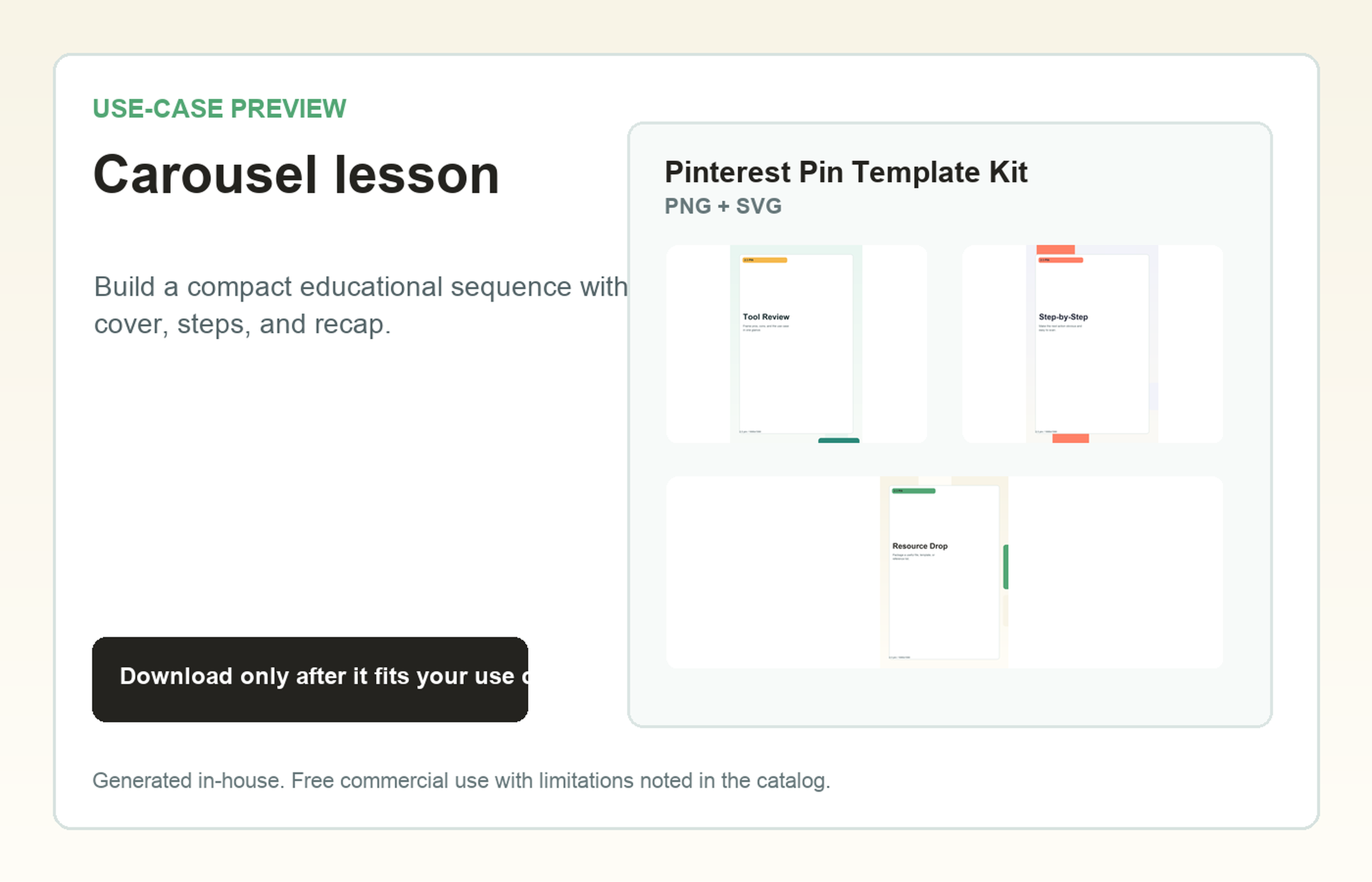 Pinterest Pin Template Kit Carousel lesson use-case preview