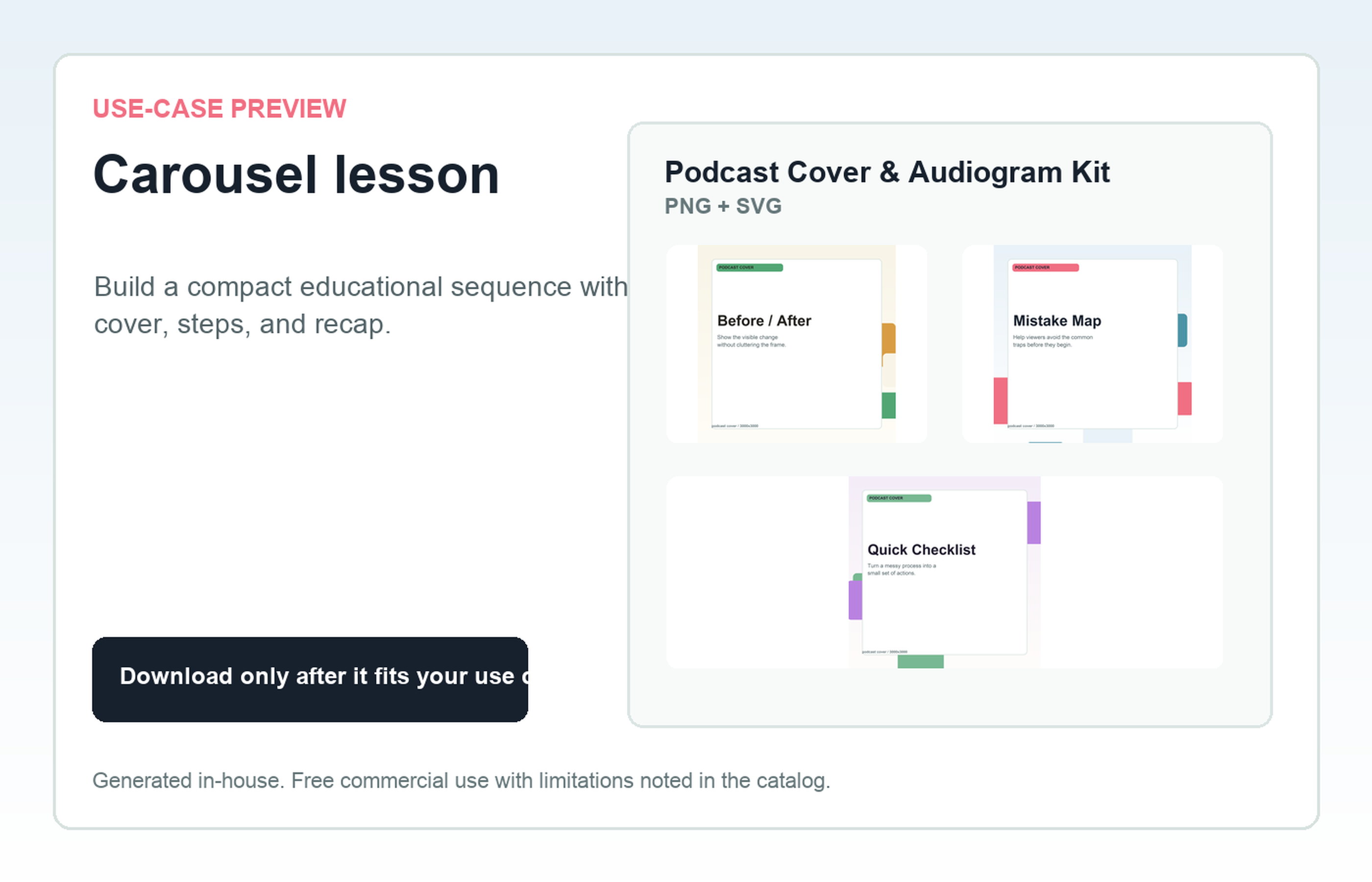 Podcast Cover & Audiogram Kit Carousel lesson use-case preview
