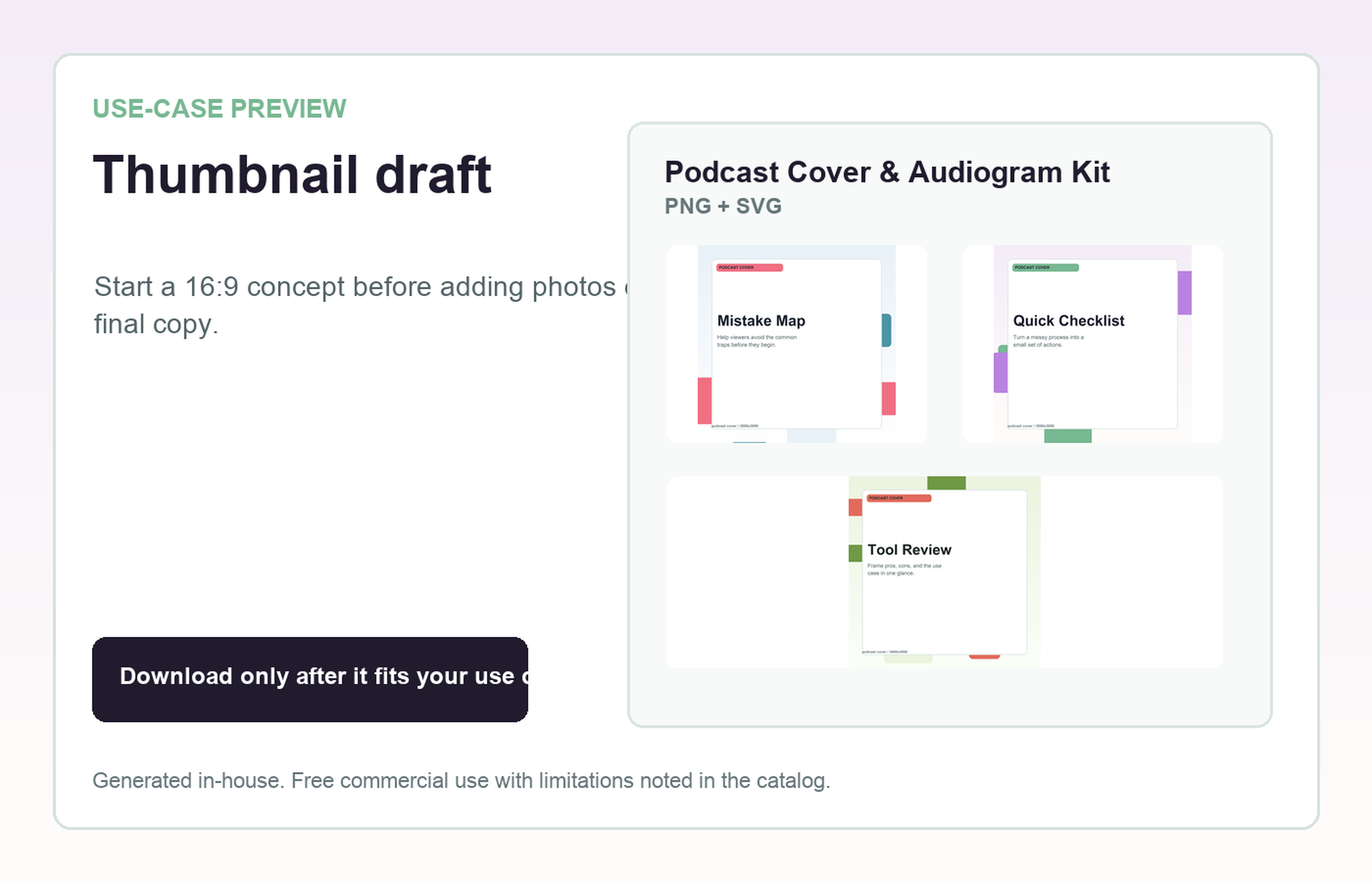 Podcast Cover & Audiogram Kit Thumbnail draft use-case preview