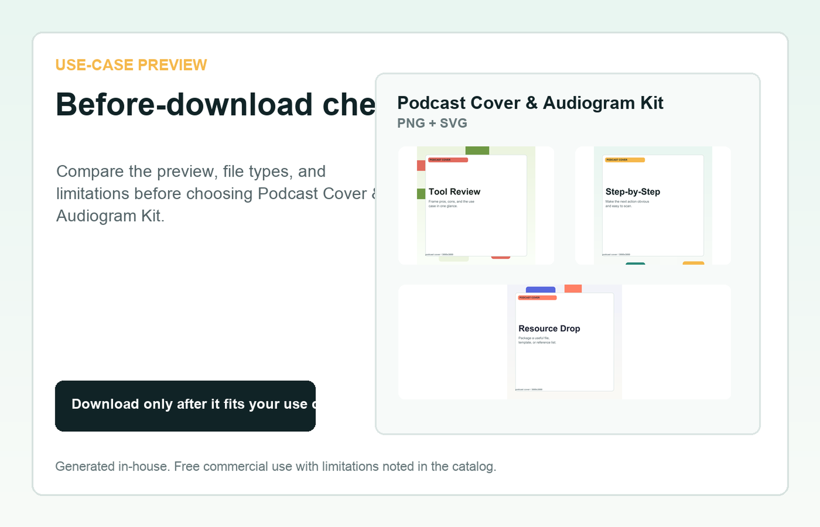 Podcast Cover & Audiogram Kit Before-download check use-case preview