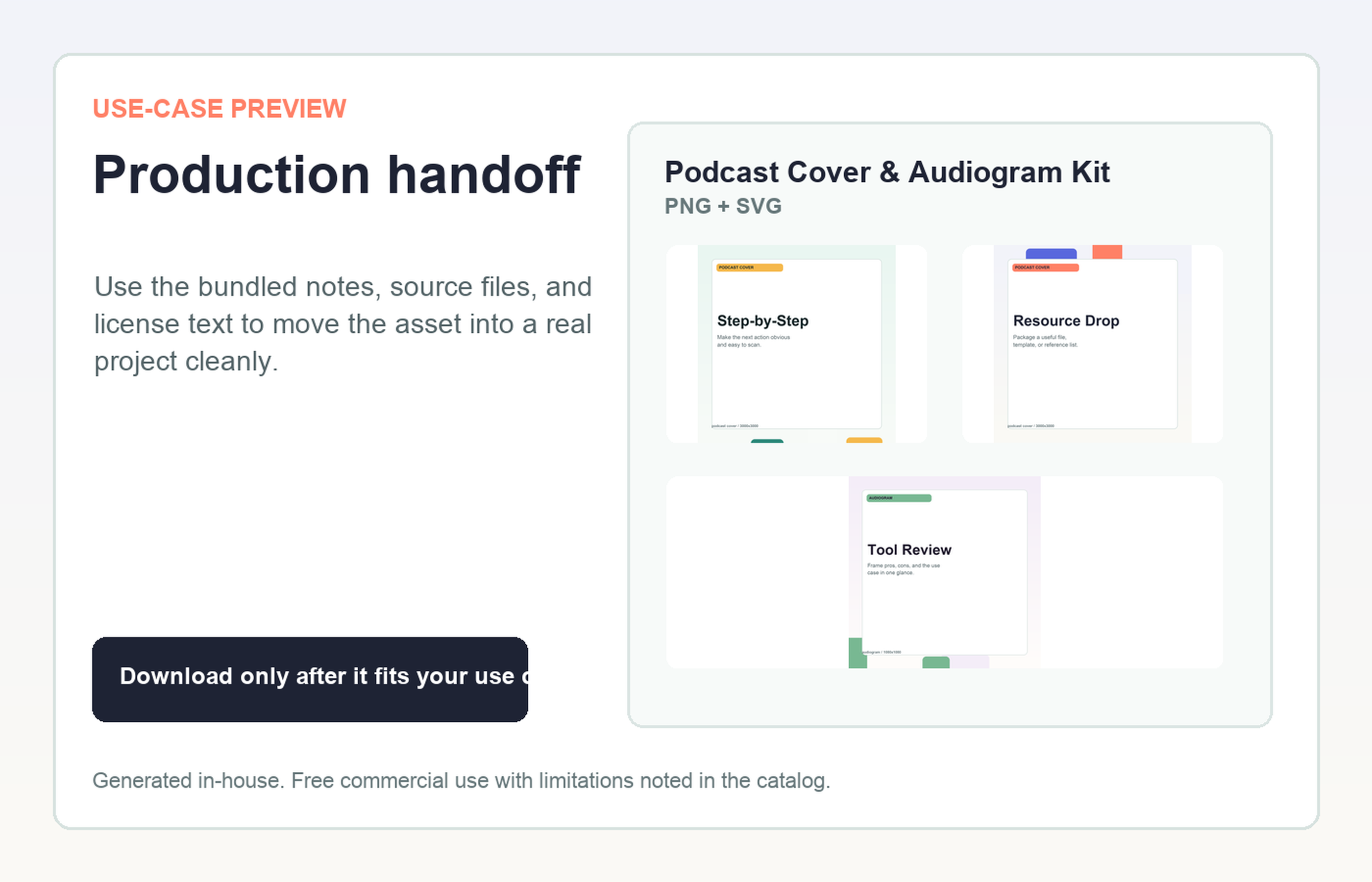 Podcast Cover & Audiogram Kit Production handoff use-case preview