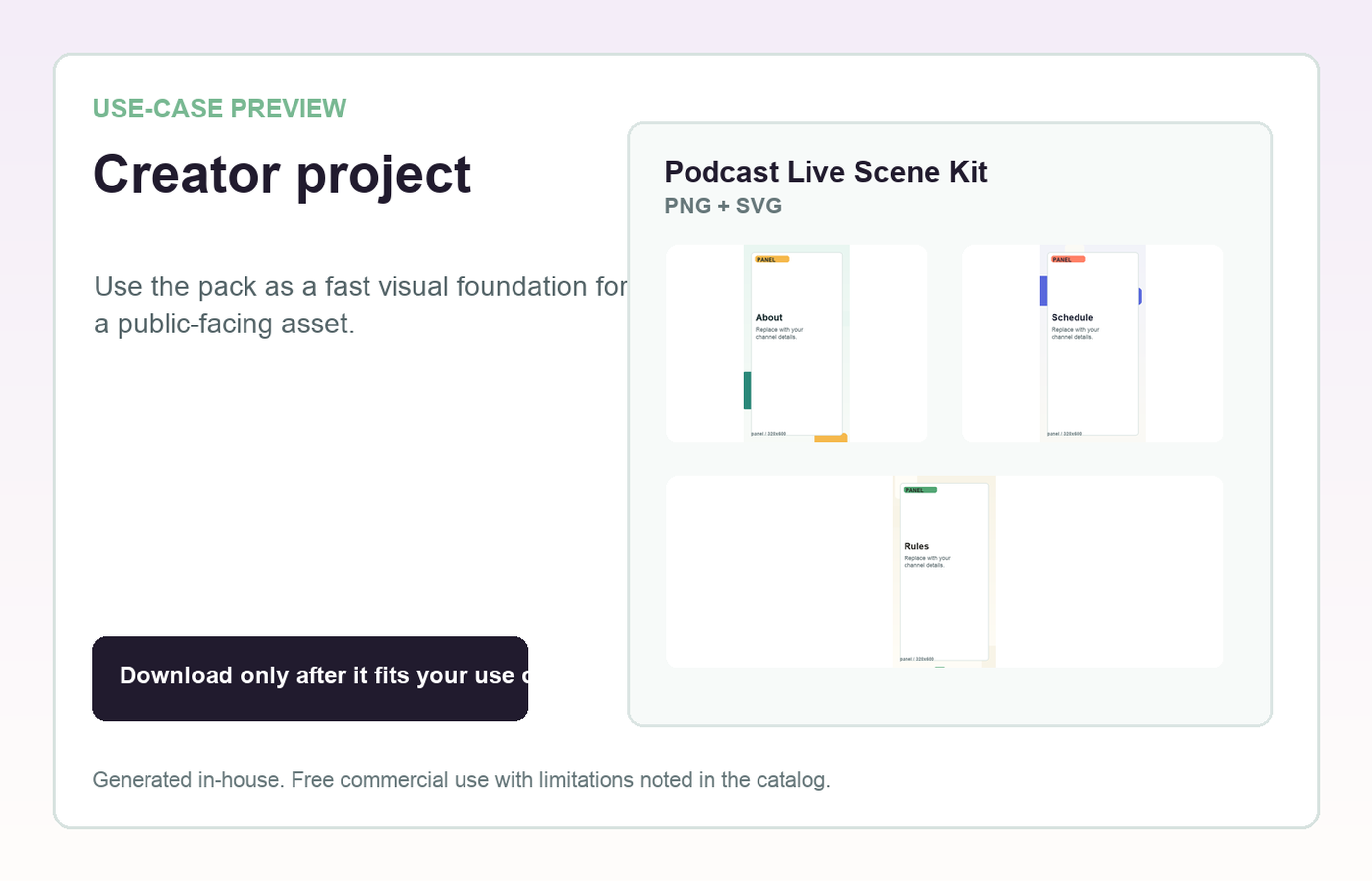 Podcast Live Scene Kit Creator project use-case preview
