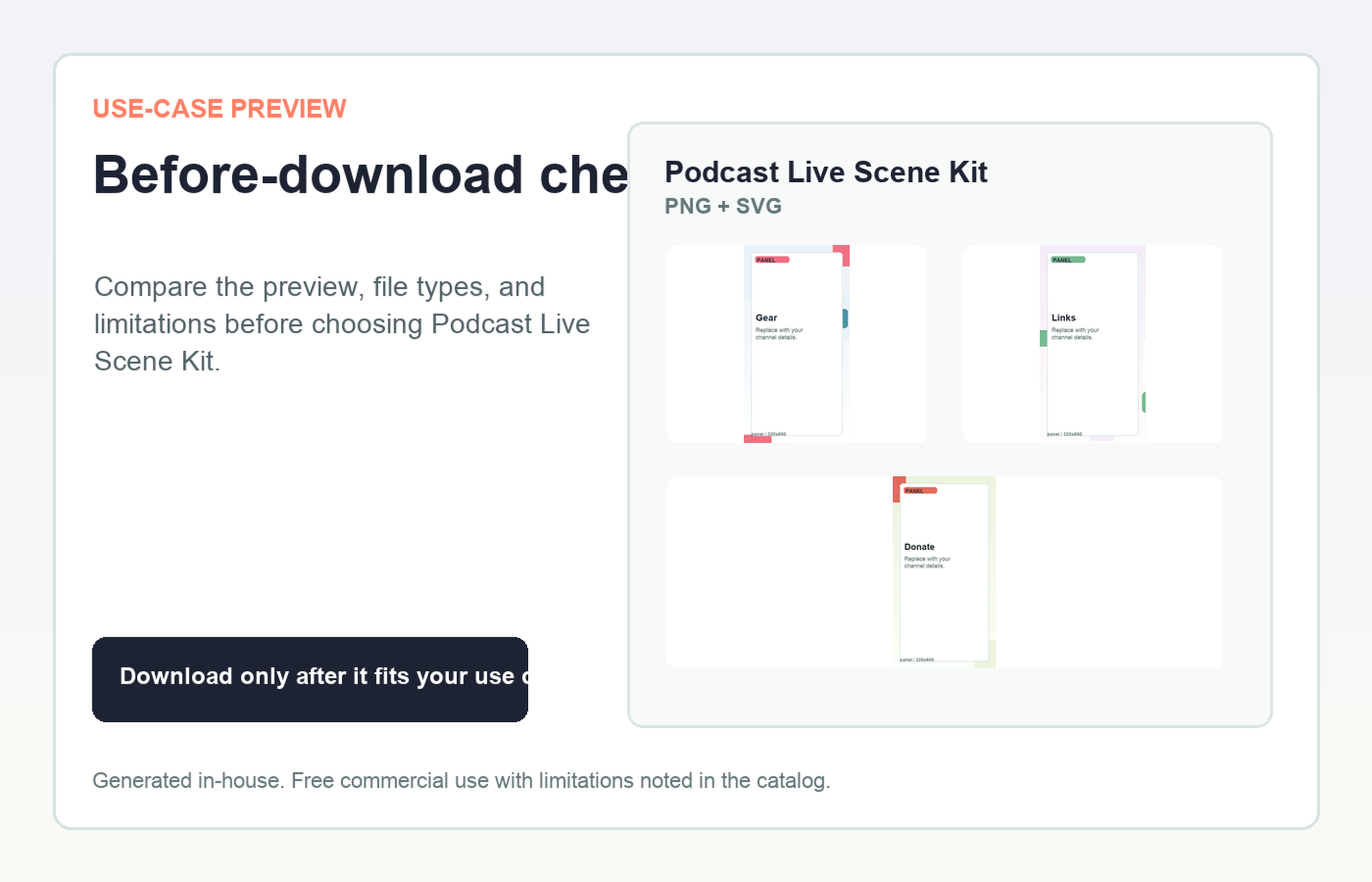Podcast Live Scene Kit Before-download check use-case preview