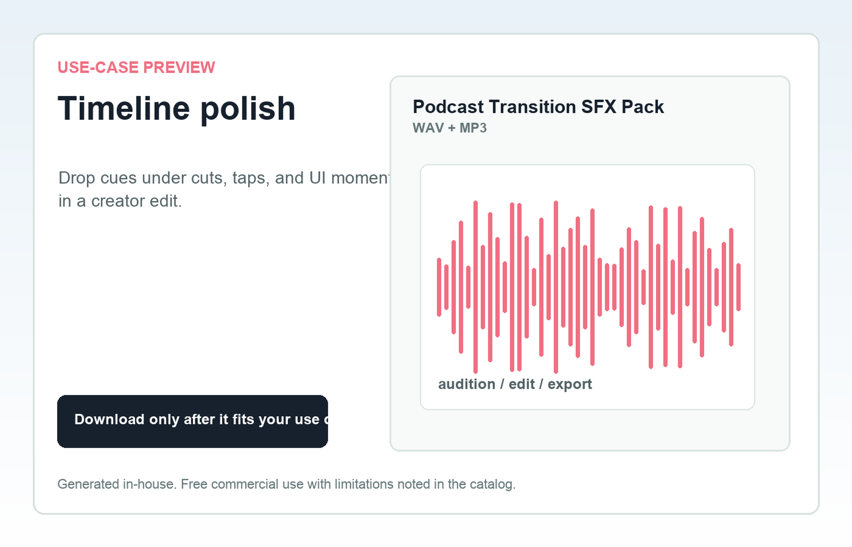 Podcast Transition SFX Pack Timeline polish use-case preview
