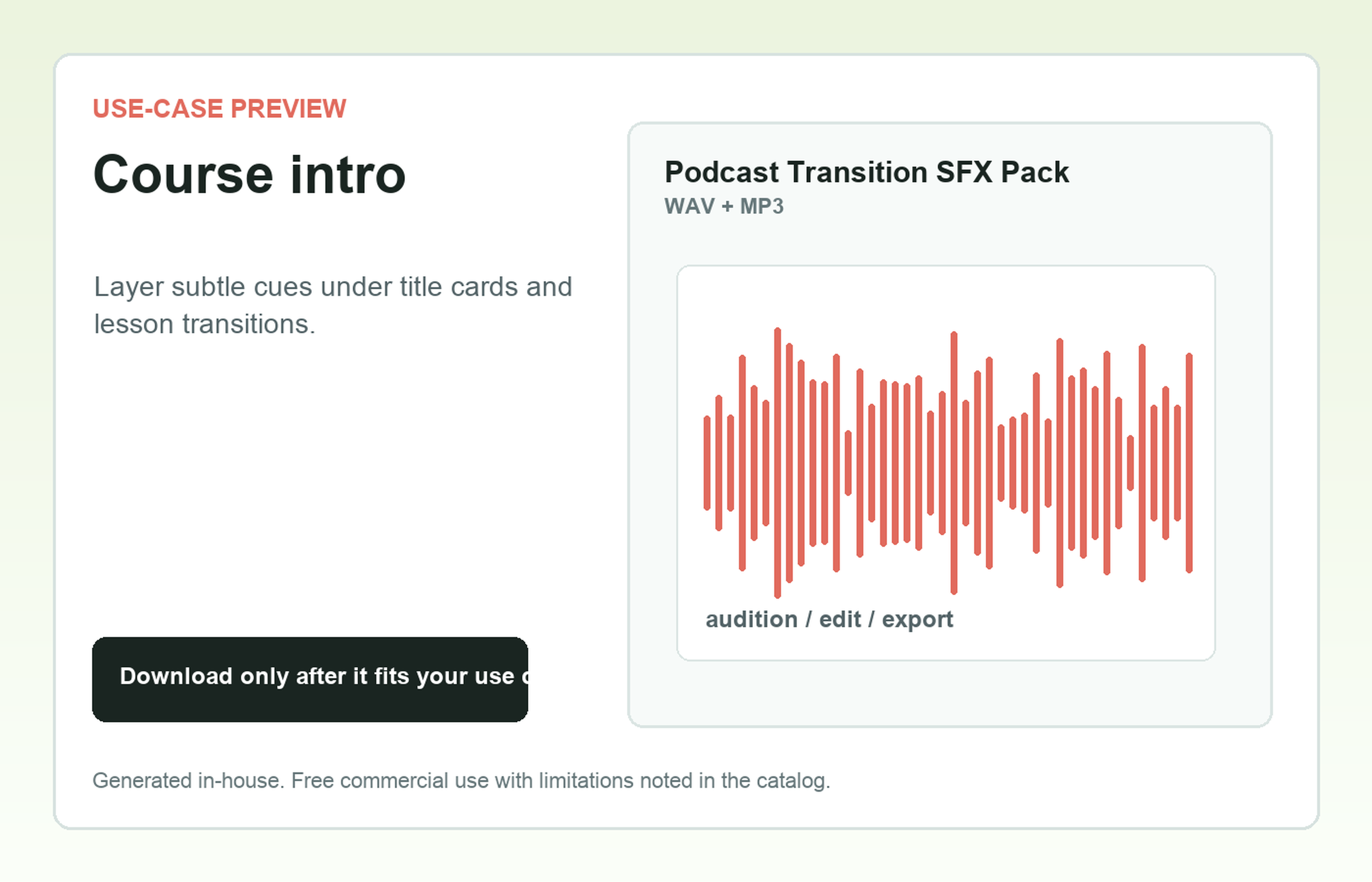 Podcast Transition SFX Pack Course intro use-case preview