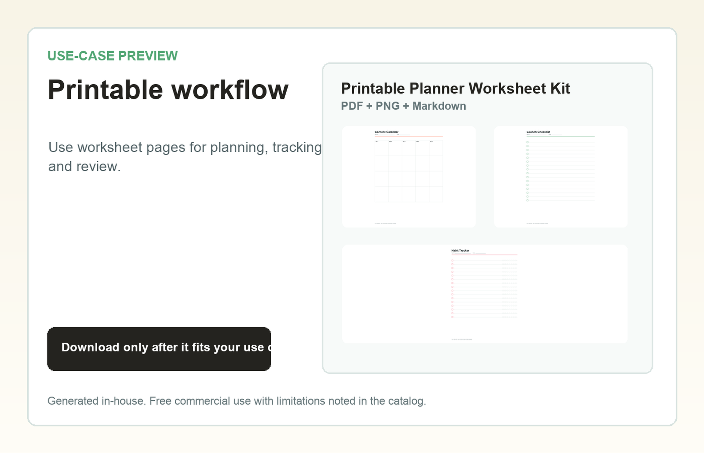 Printable Planner Worksheet Kit Printable workflow use-case preview