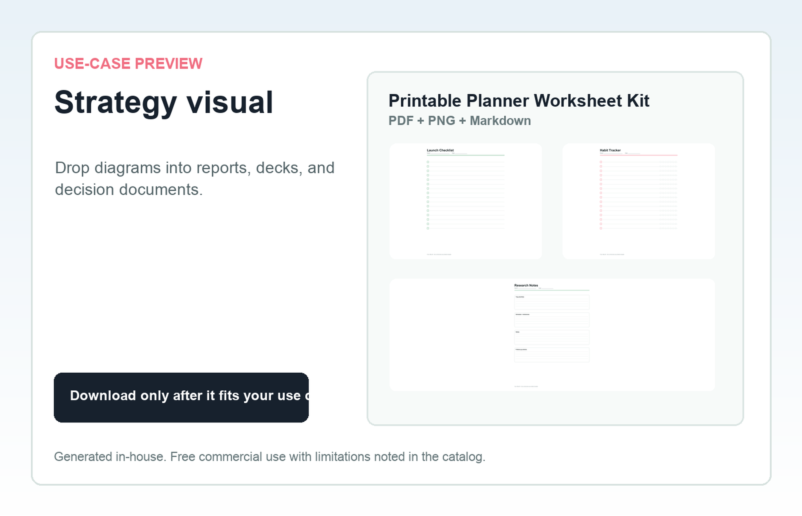 Printable Planner Worksheet Kit Strategy visual use-case preview