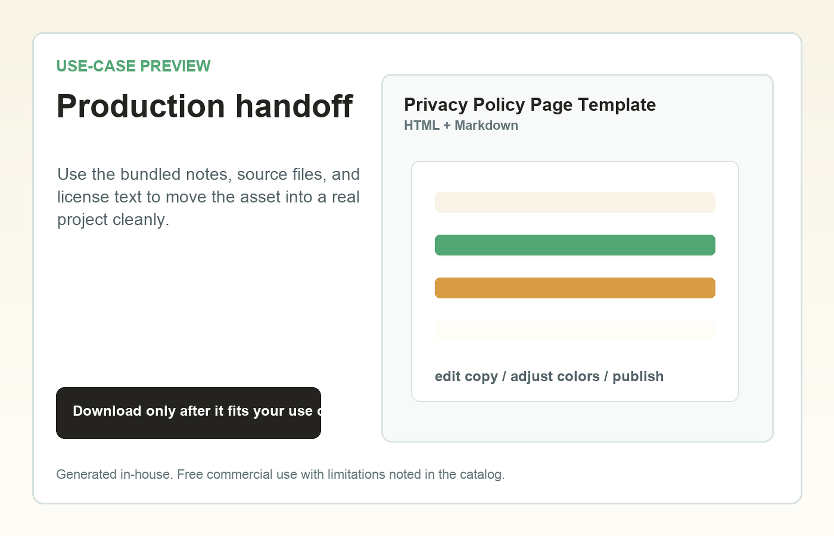 Privacy Policy Page Template Production handoff use-case preview