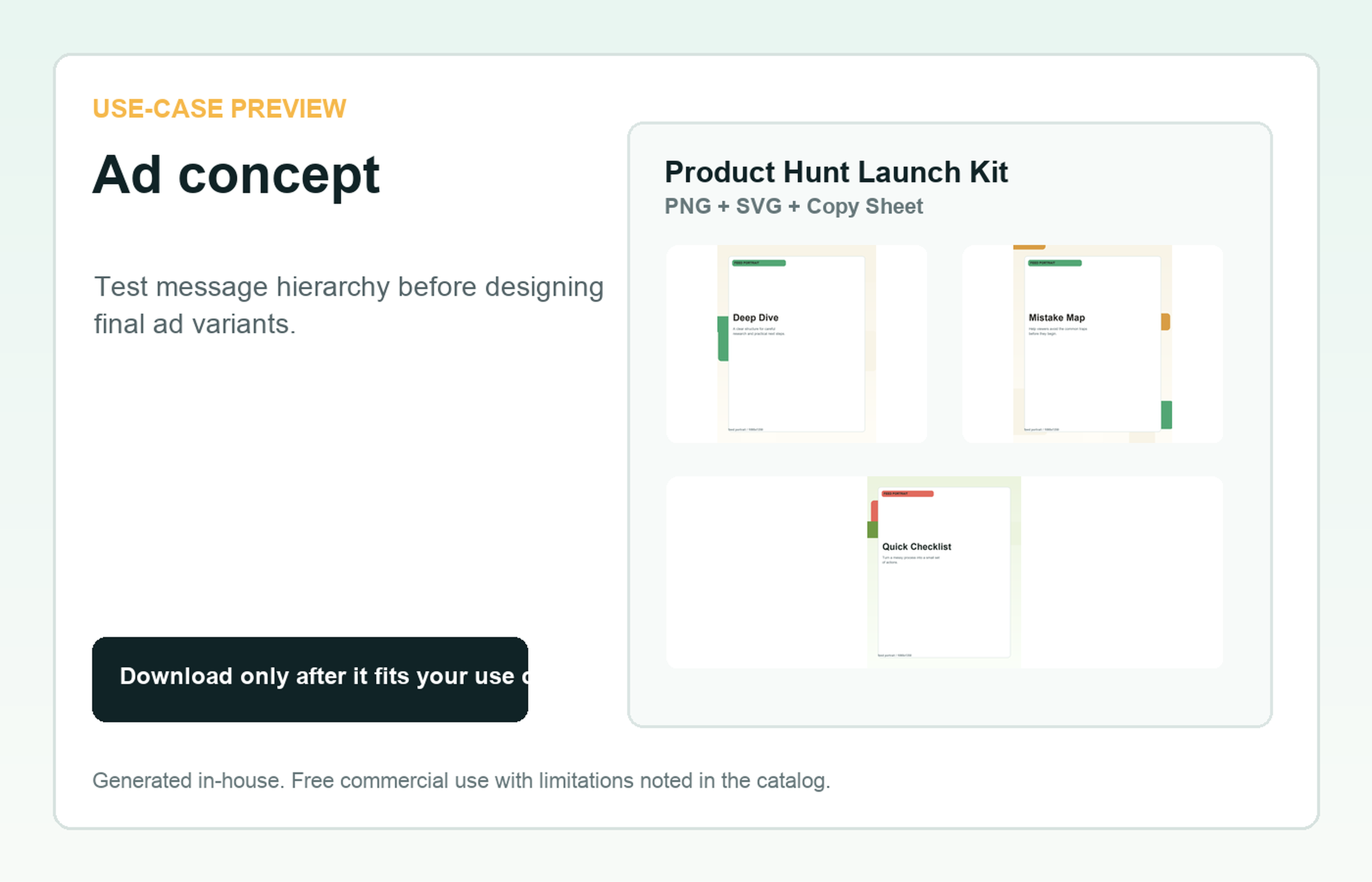 Product Hunt Launch Kit Ad concept use-case preview
