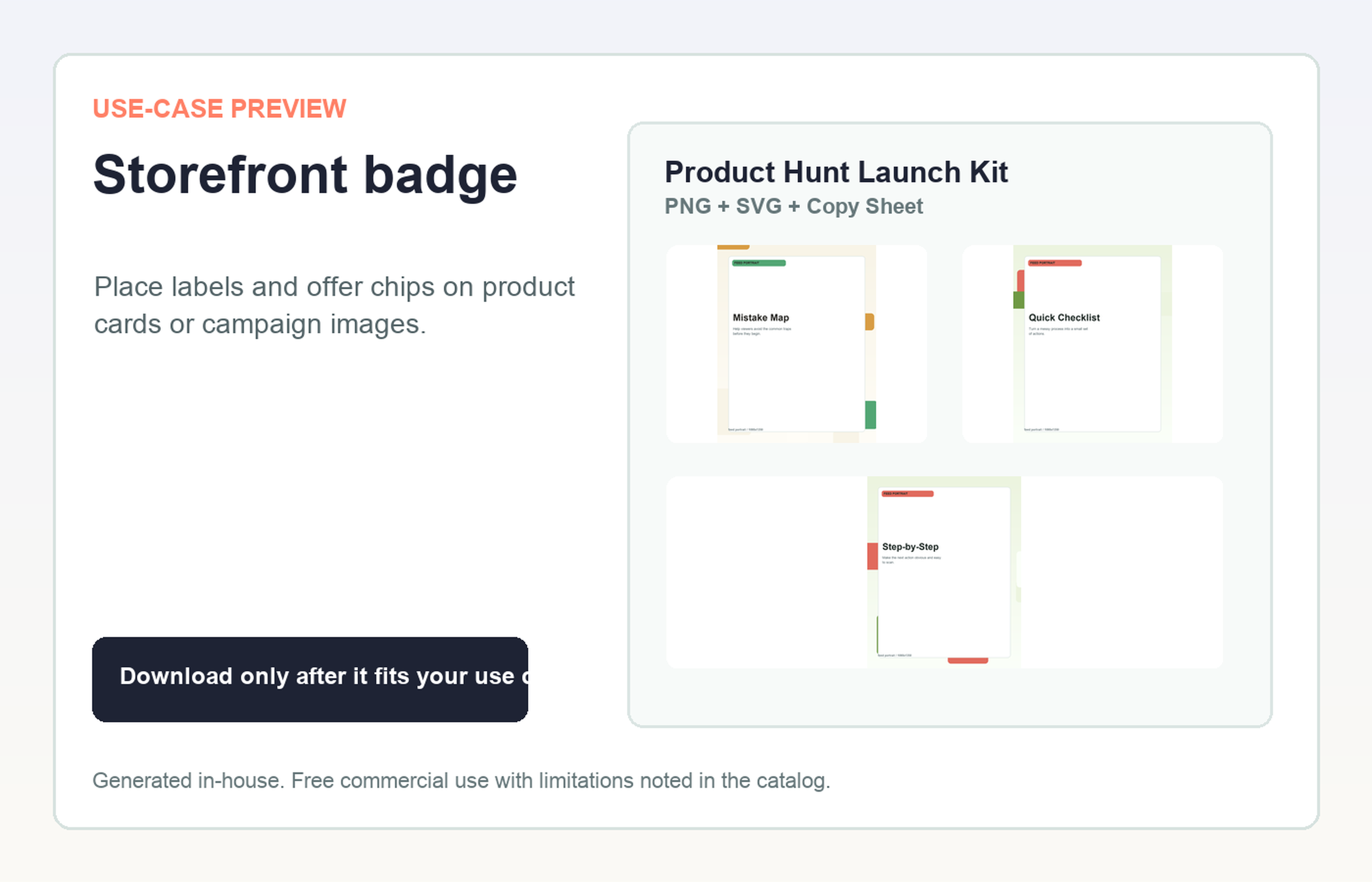 Product Hunt Launch Kit Storefront badge use-case preview