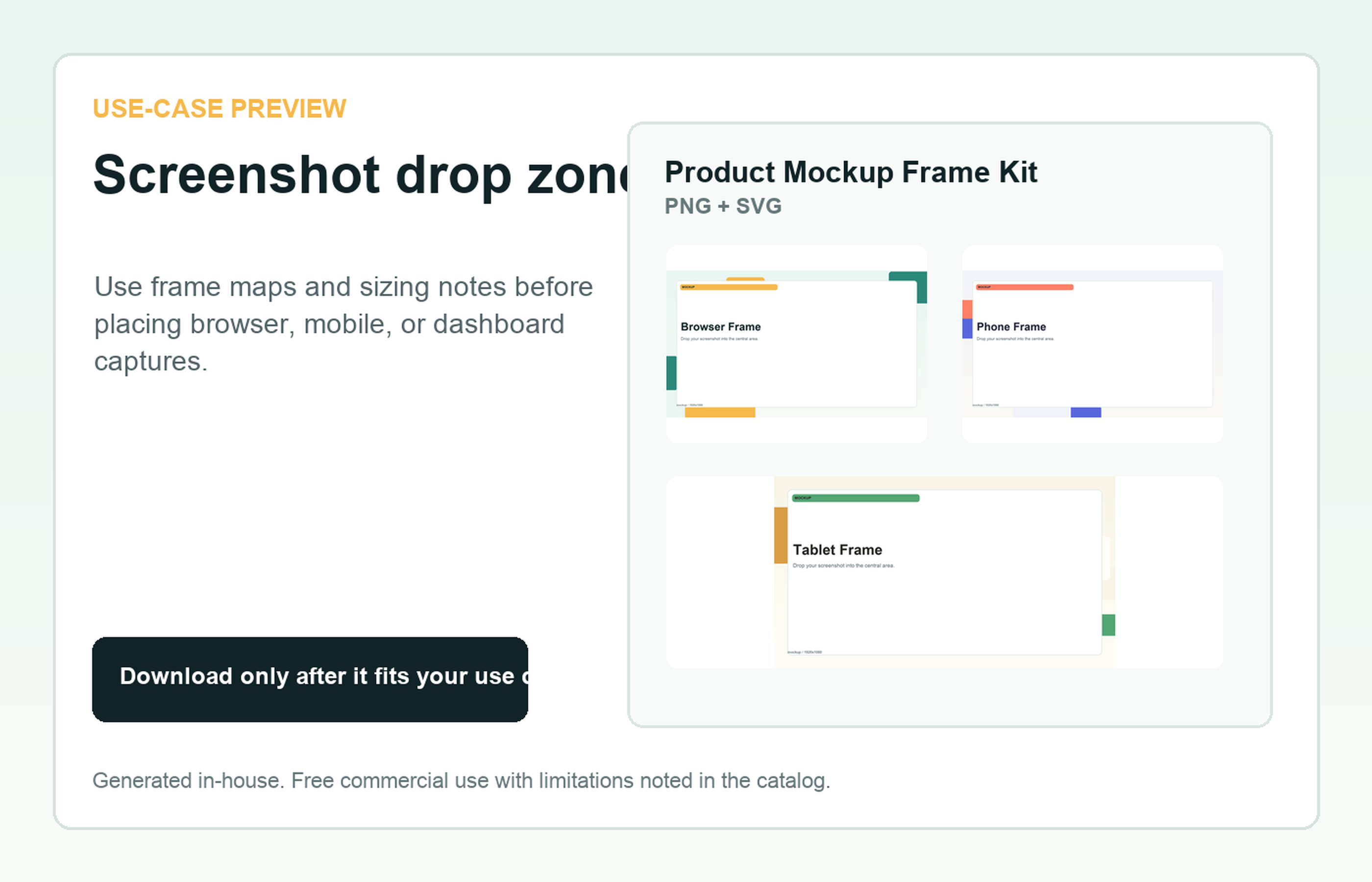 Product Mockup Frame Kit Screenshot drop zone use-case preview