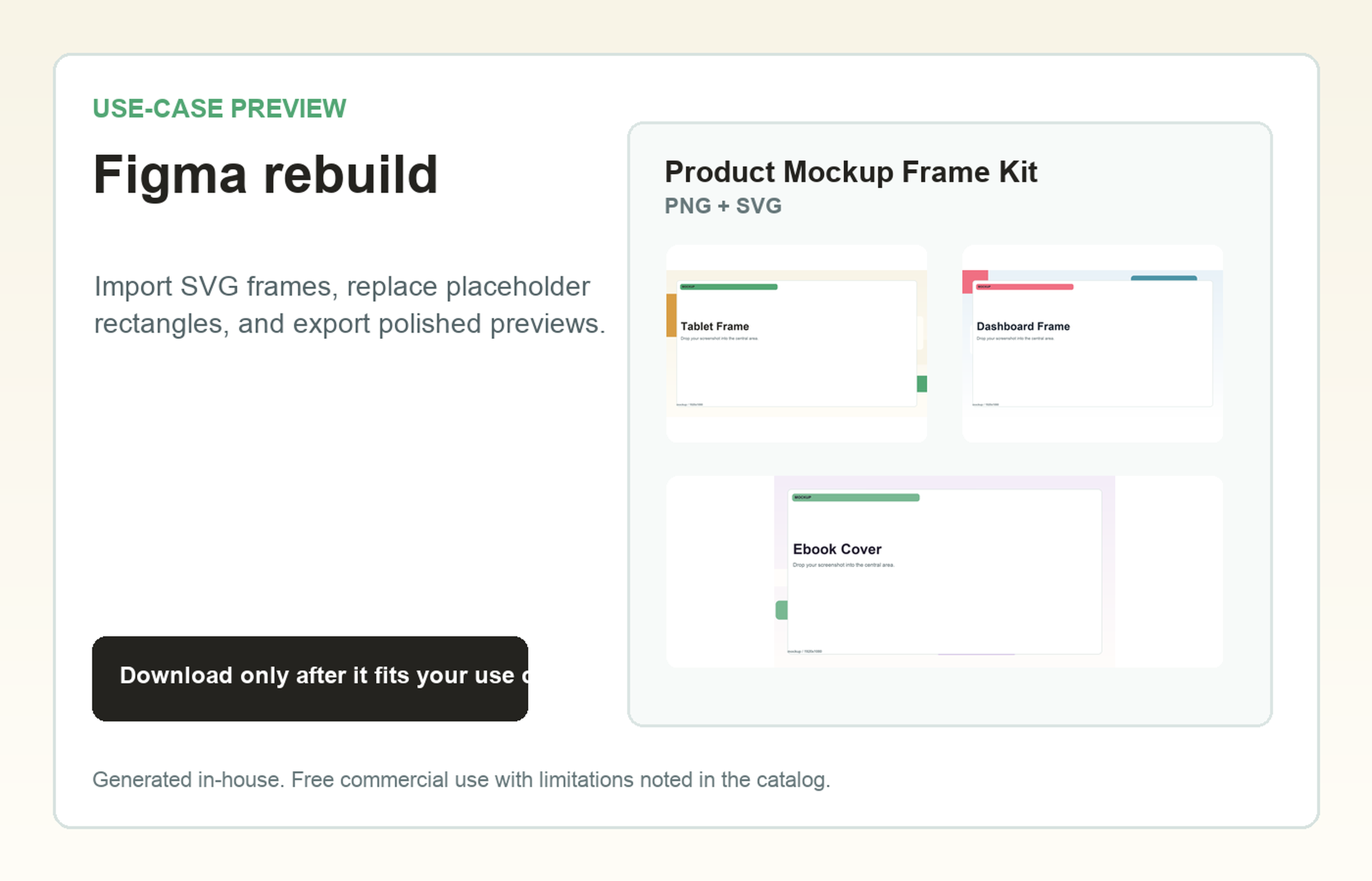 Product Mockup Frame Kit Figma rebuild use-case preview