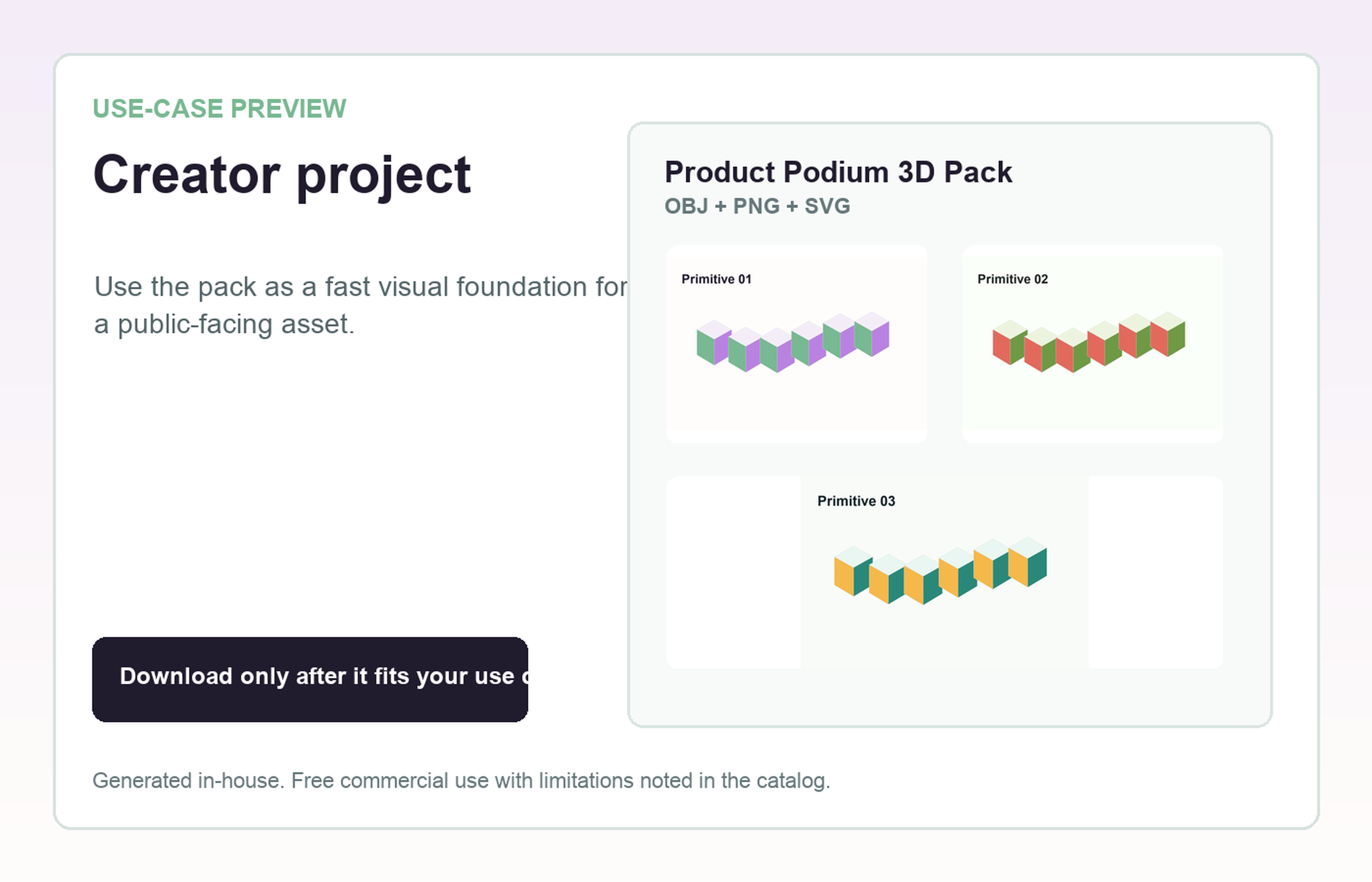 Product Podium 3D Pack Creator project use-case preview