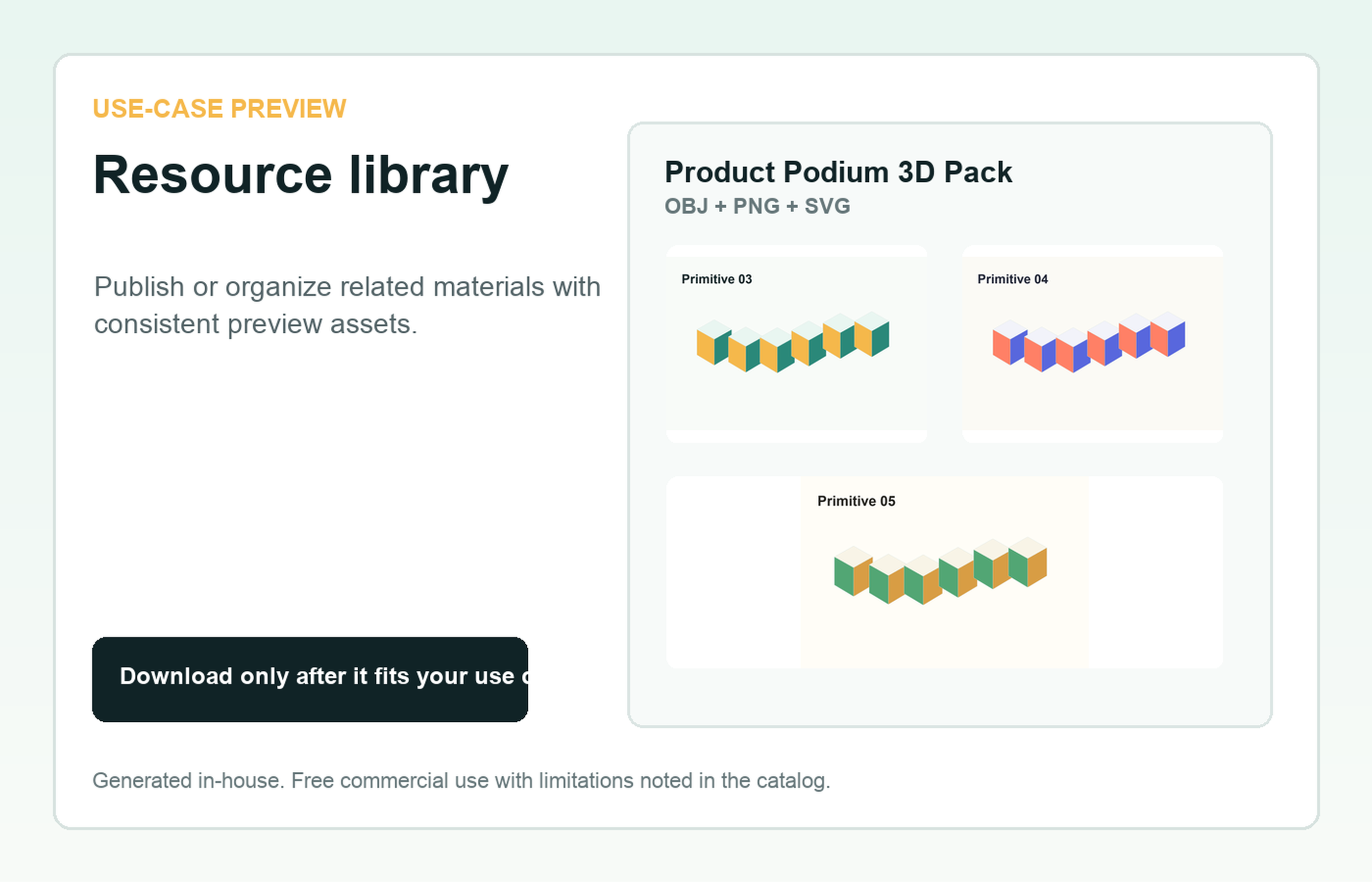 Product Podium 3D Pack Resource library use-case preview