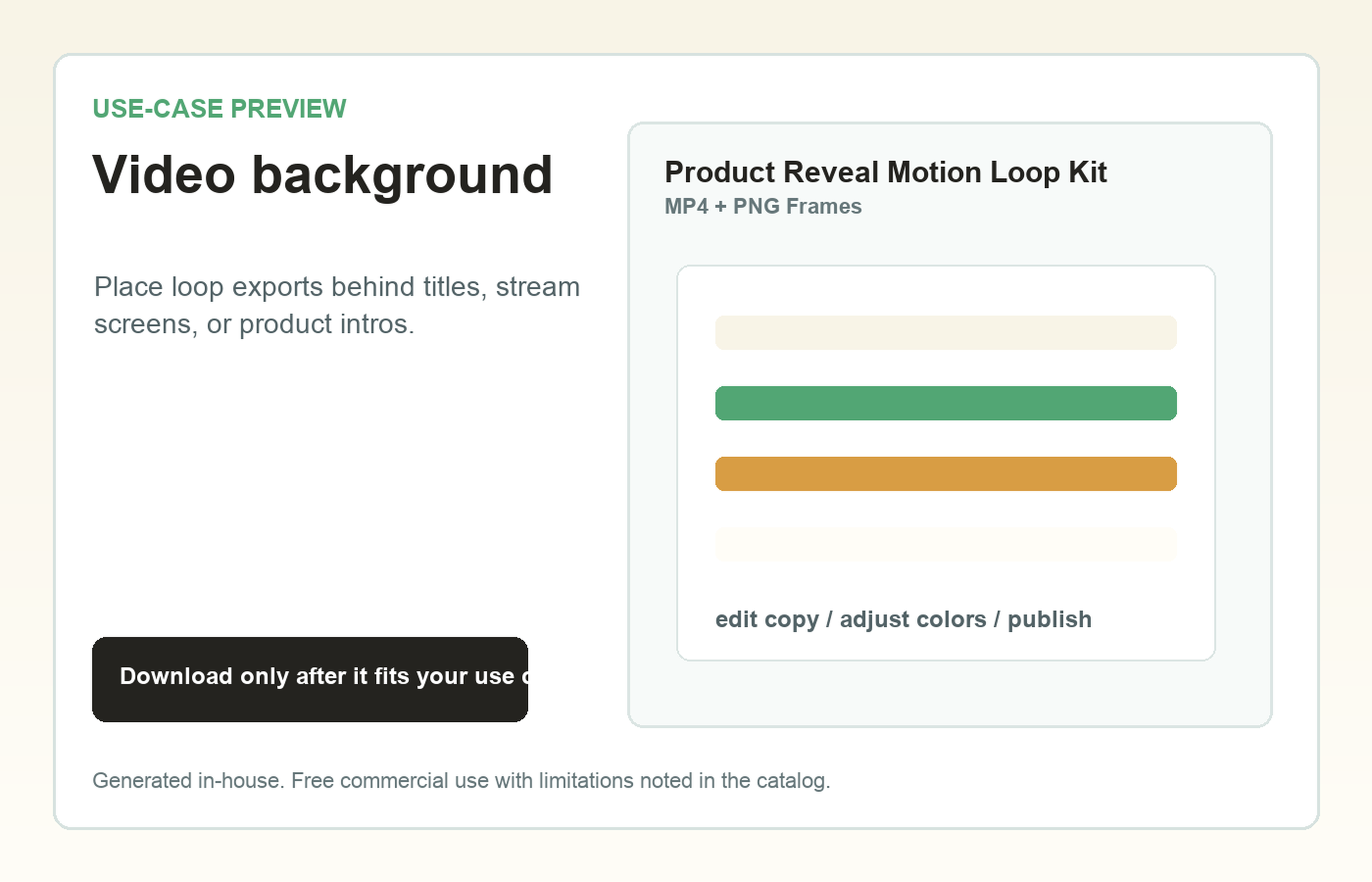 Product Reveal Motion Loop Kit Video background use-case preview