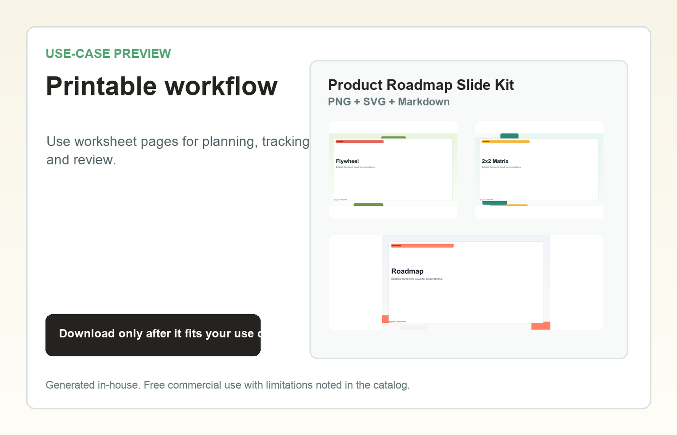 Product Roadmap Slide Kit Printable workflow use-case preview