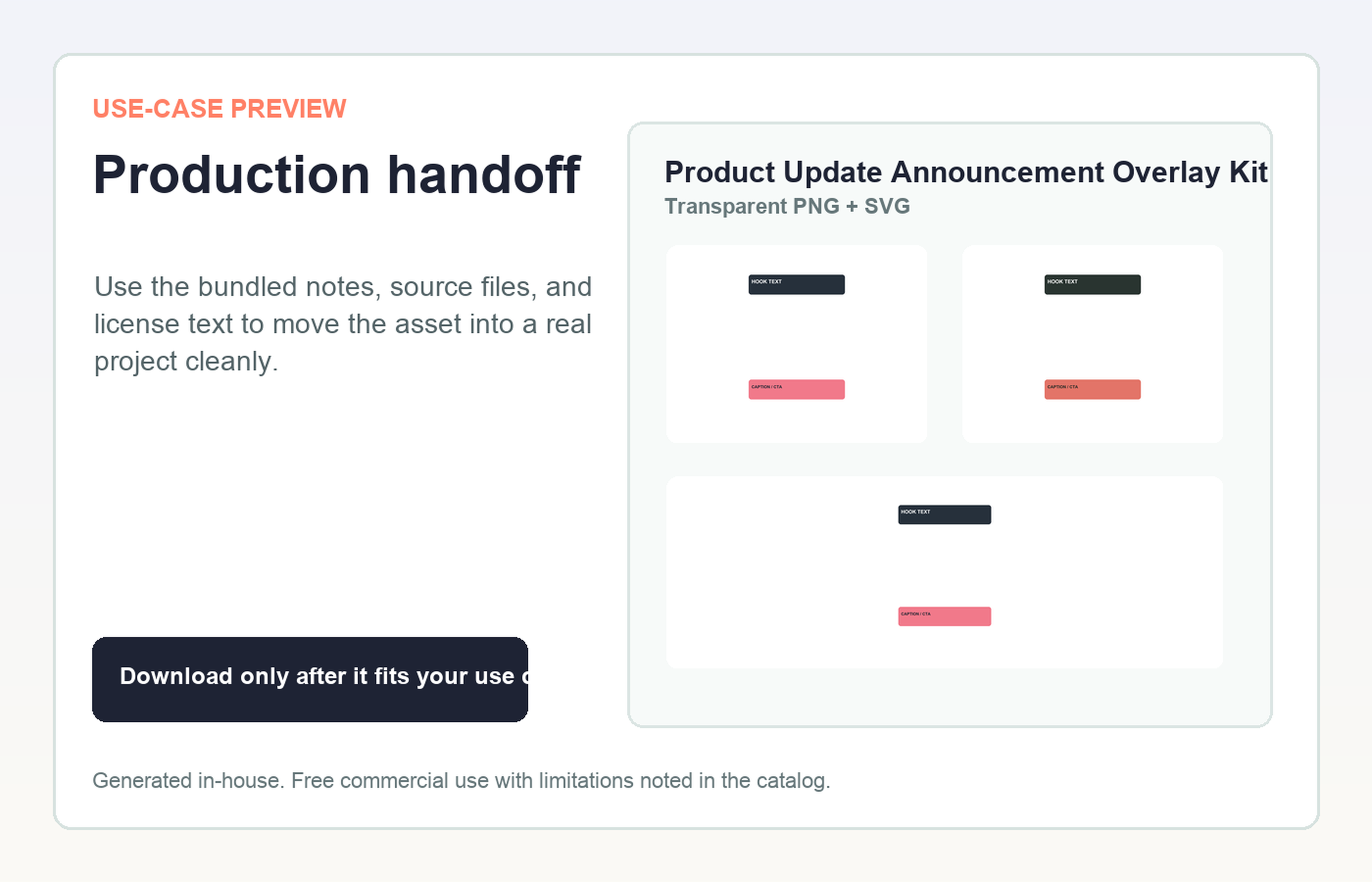 Product Update Announcement Overlay Kit Production handoff use-case preview