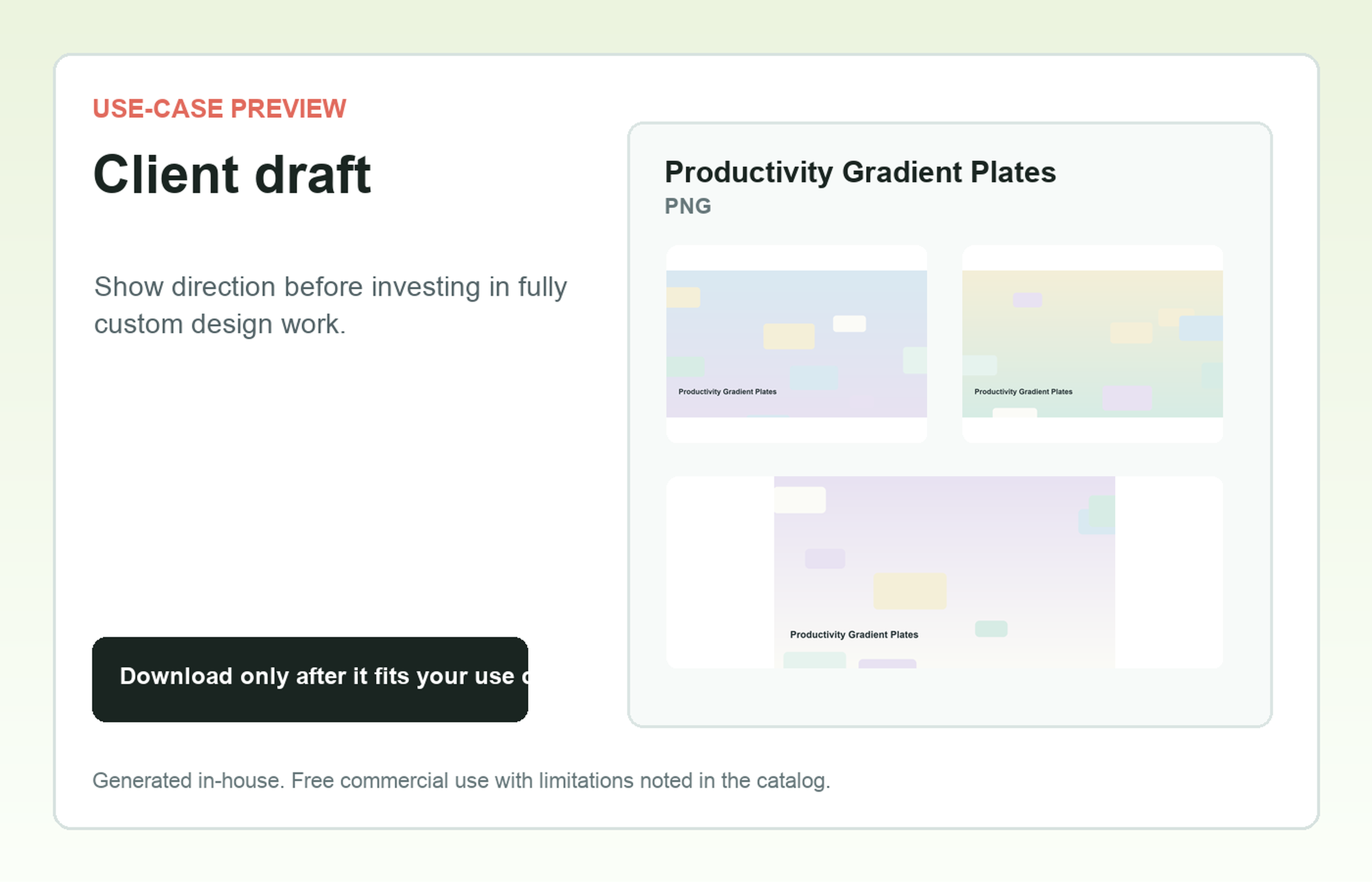 Productivity Gradient Plates Client draft use-case preview