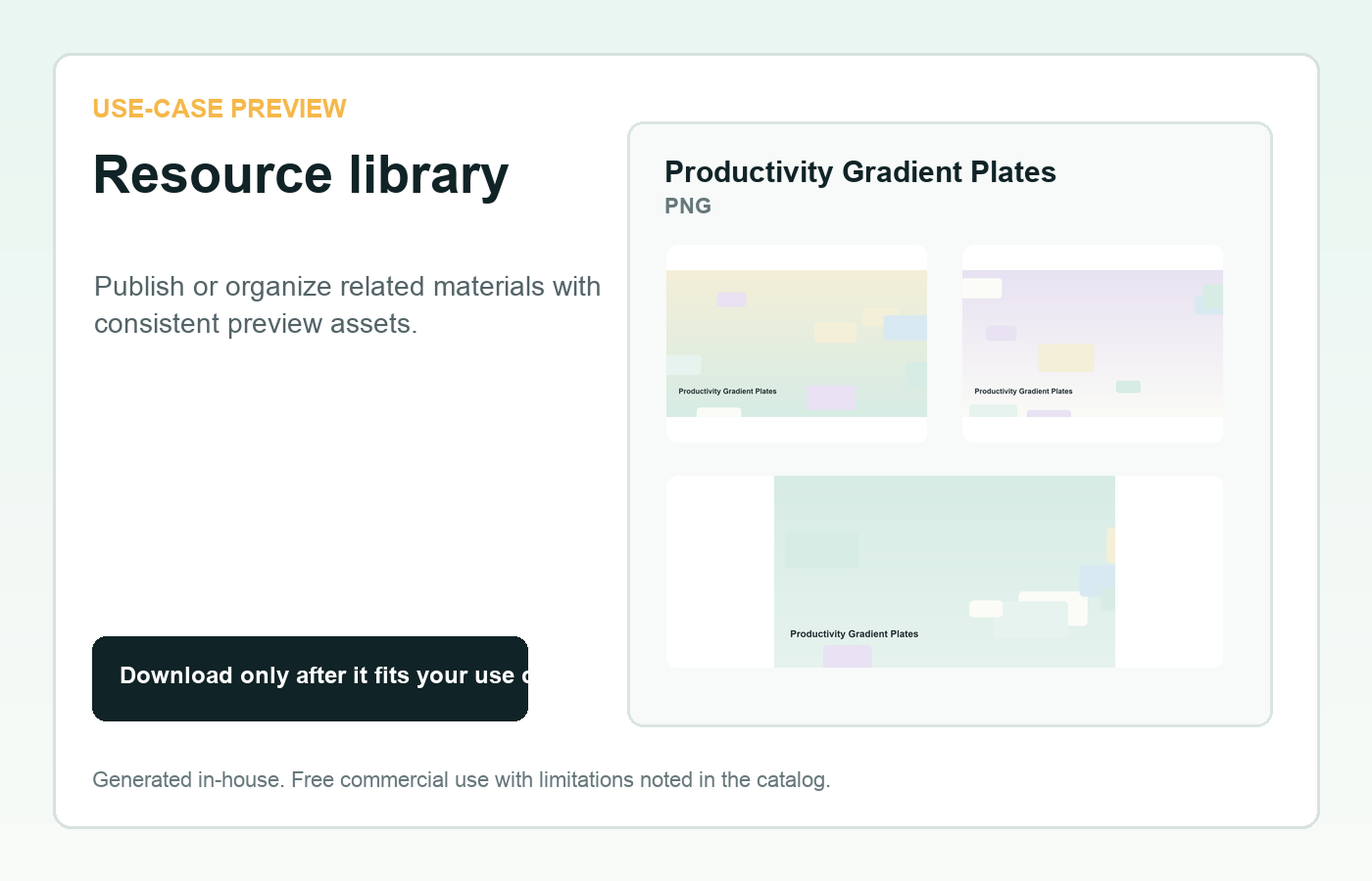 Productivity Gradient Plates Resource library use-case preview