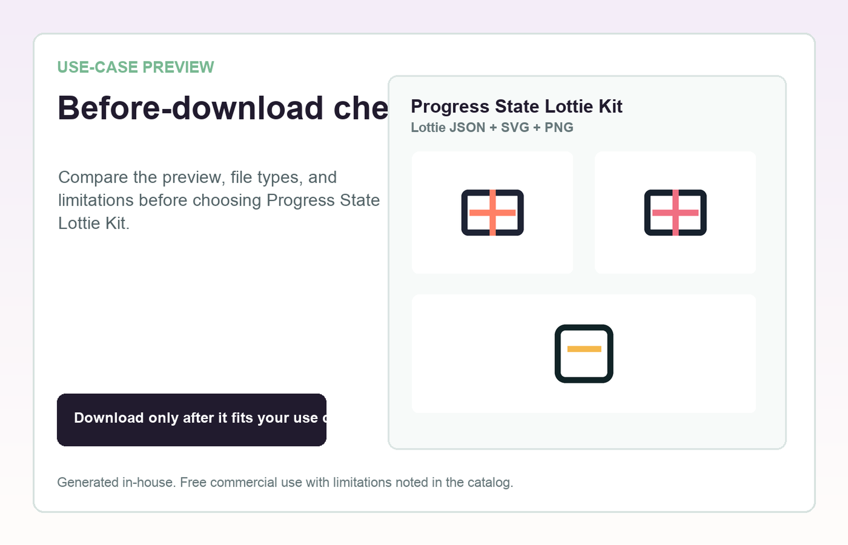 Progress State Lottie Kit Before-download check use-case preview