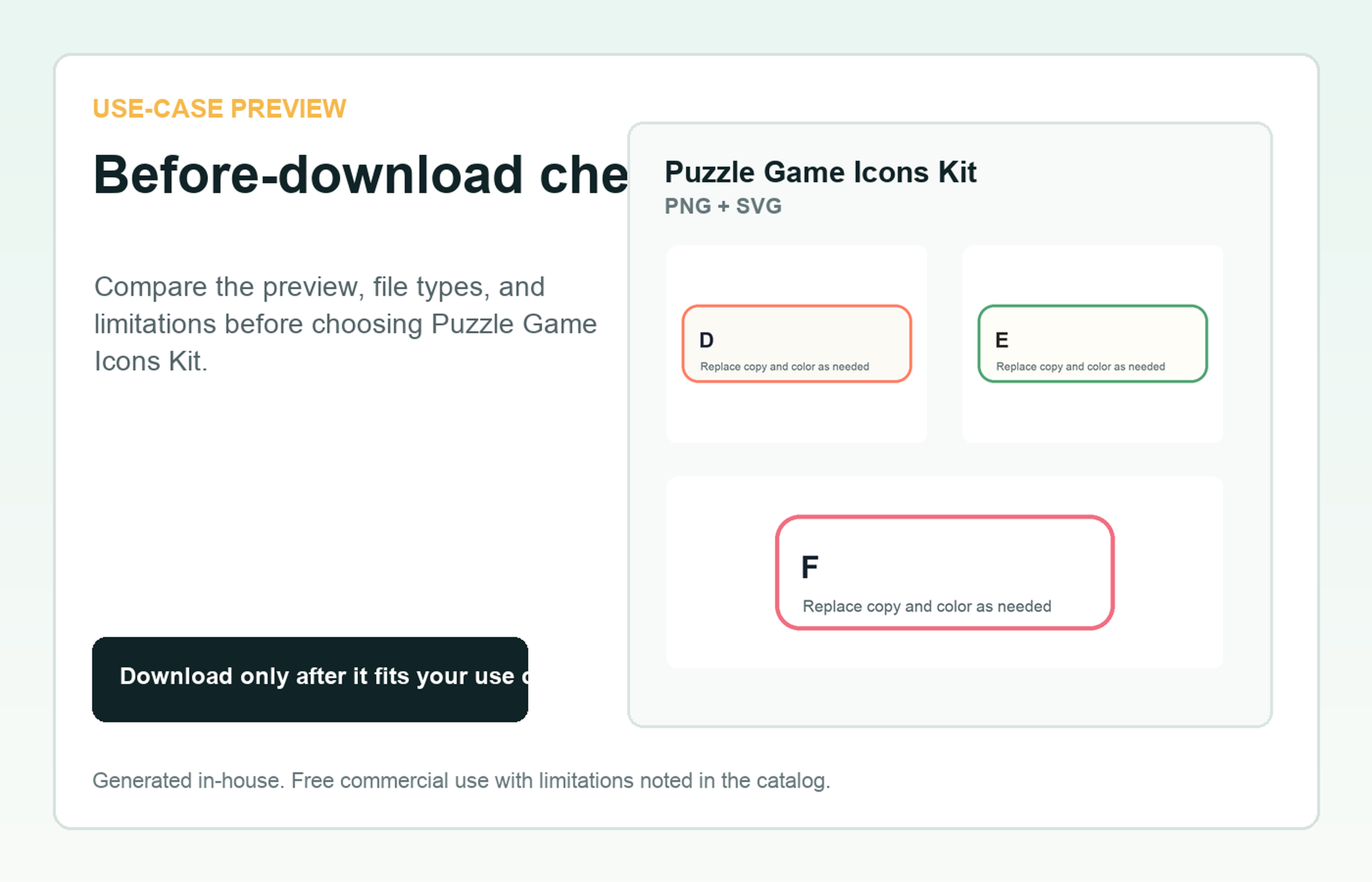 Puzzle Game Icons Kit Before-download check use-case preview