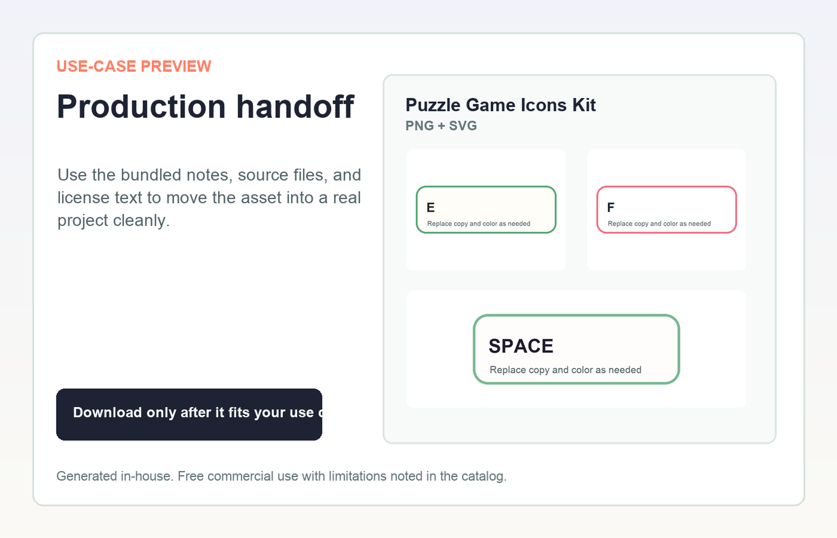 Puzzle Game Icons Kit Production handoff use-case preview