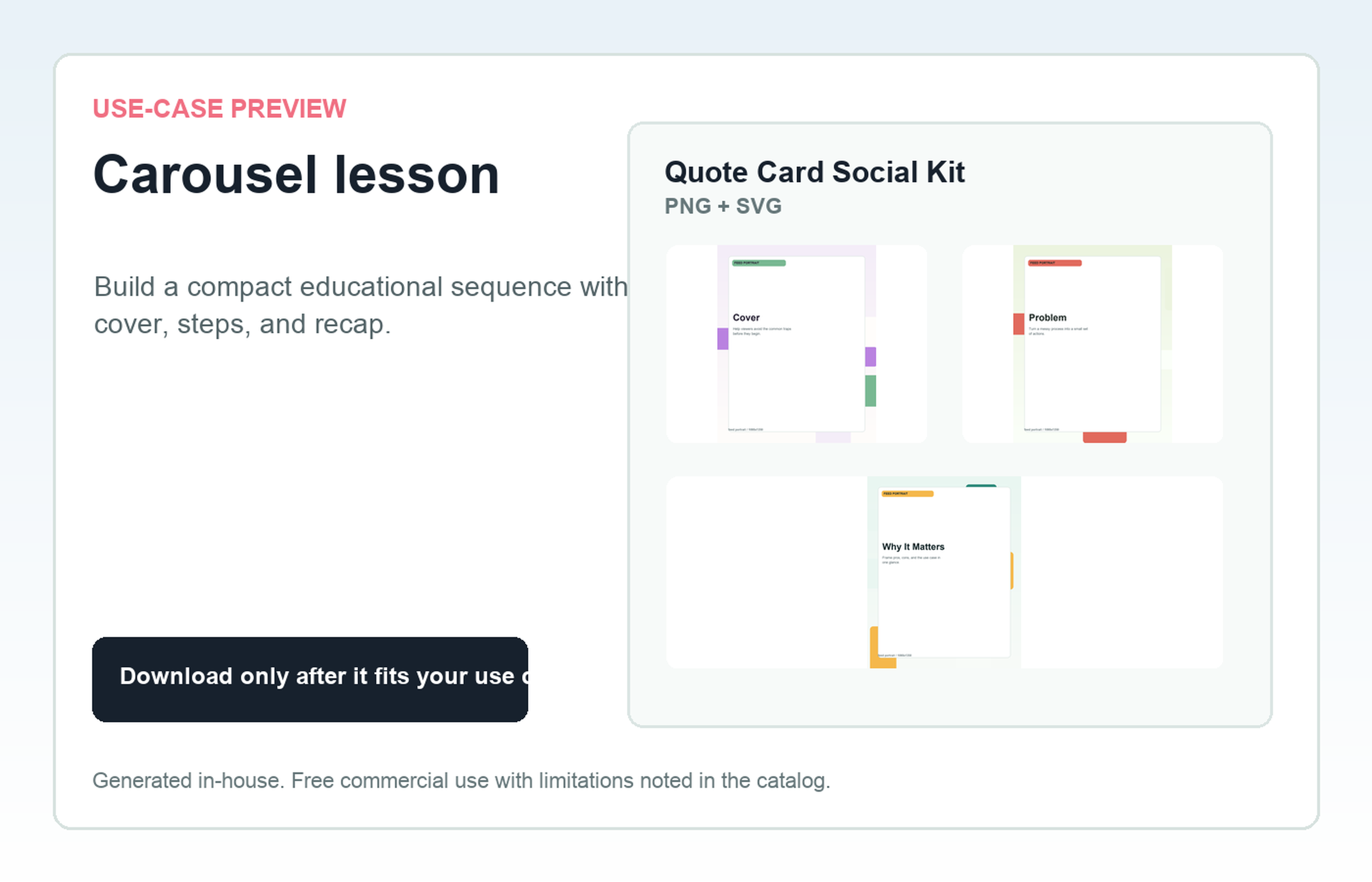 Quote Card Social Kit Carousel lesson use-case preview