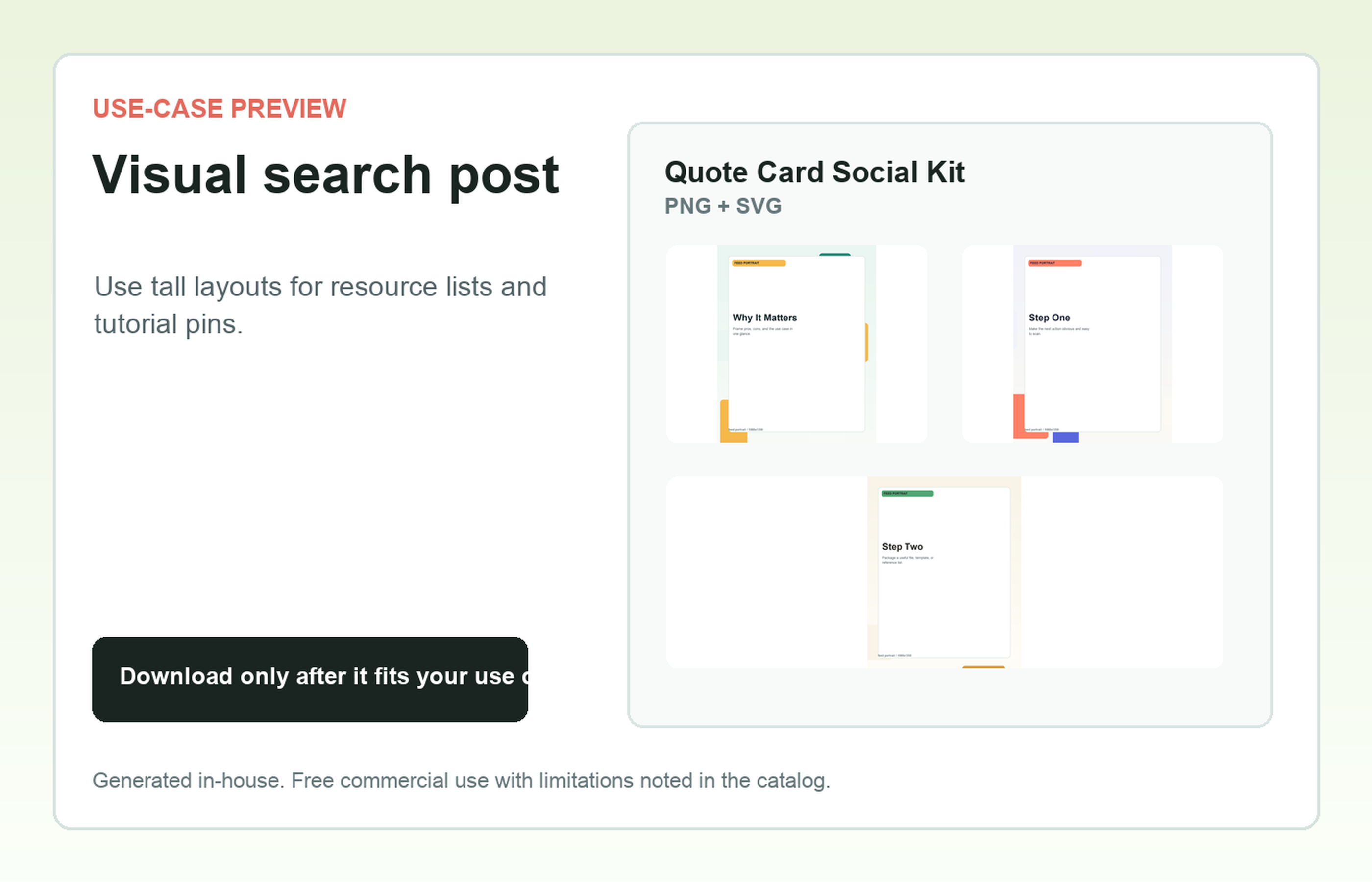 Quote Card Social Kit Visual search post use-case preview