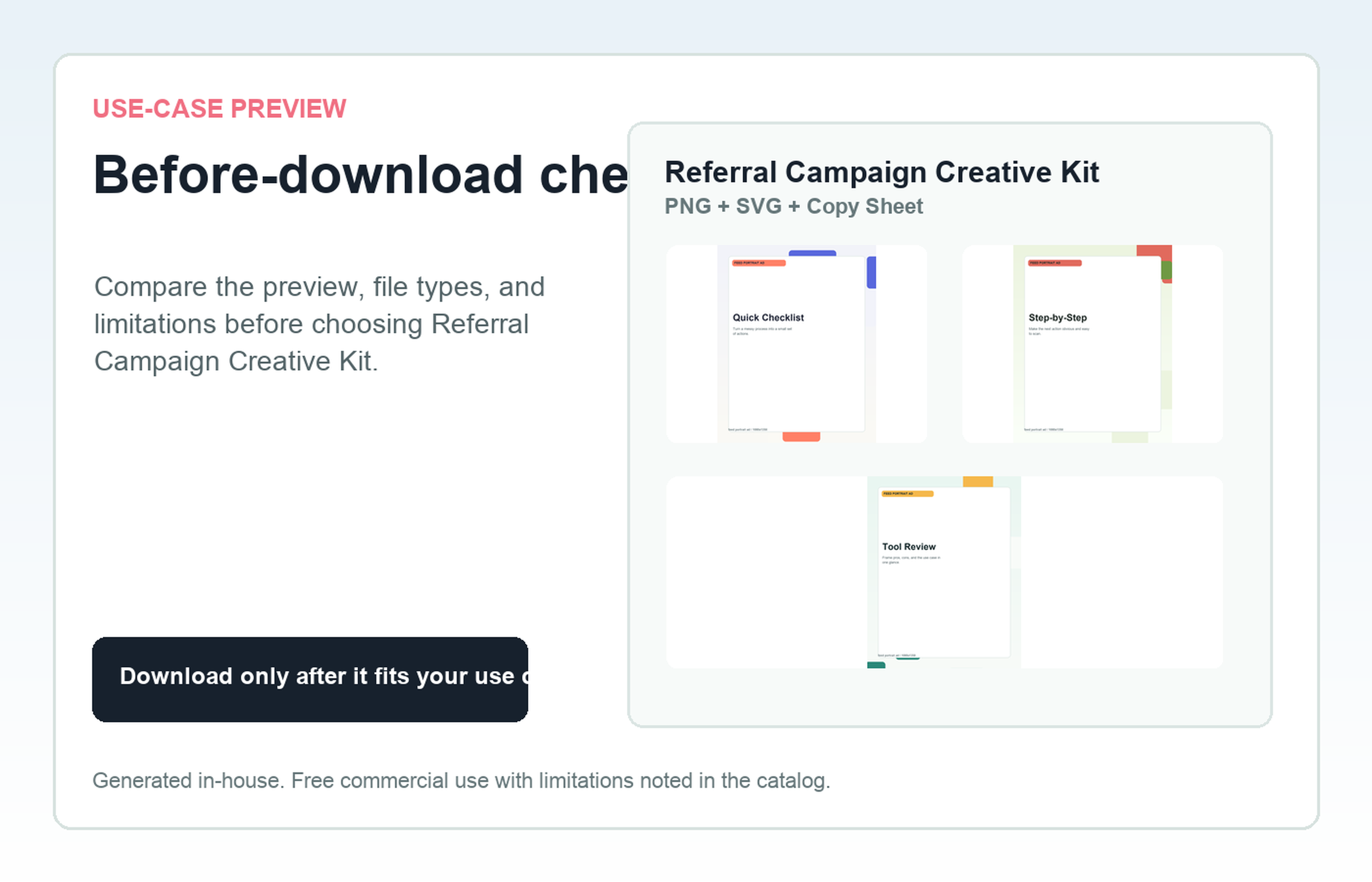 Referral Campaign Creative Kit Before-download check use-case preview
