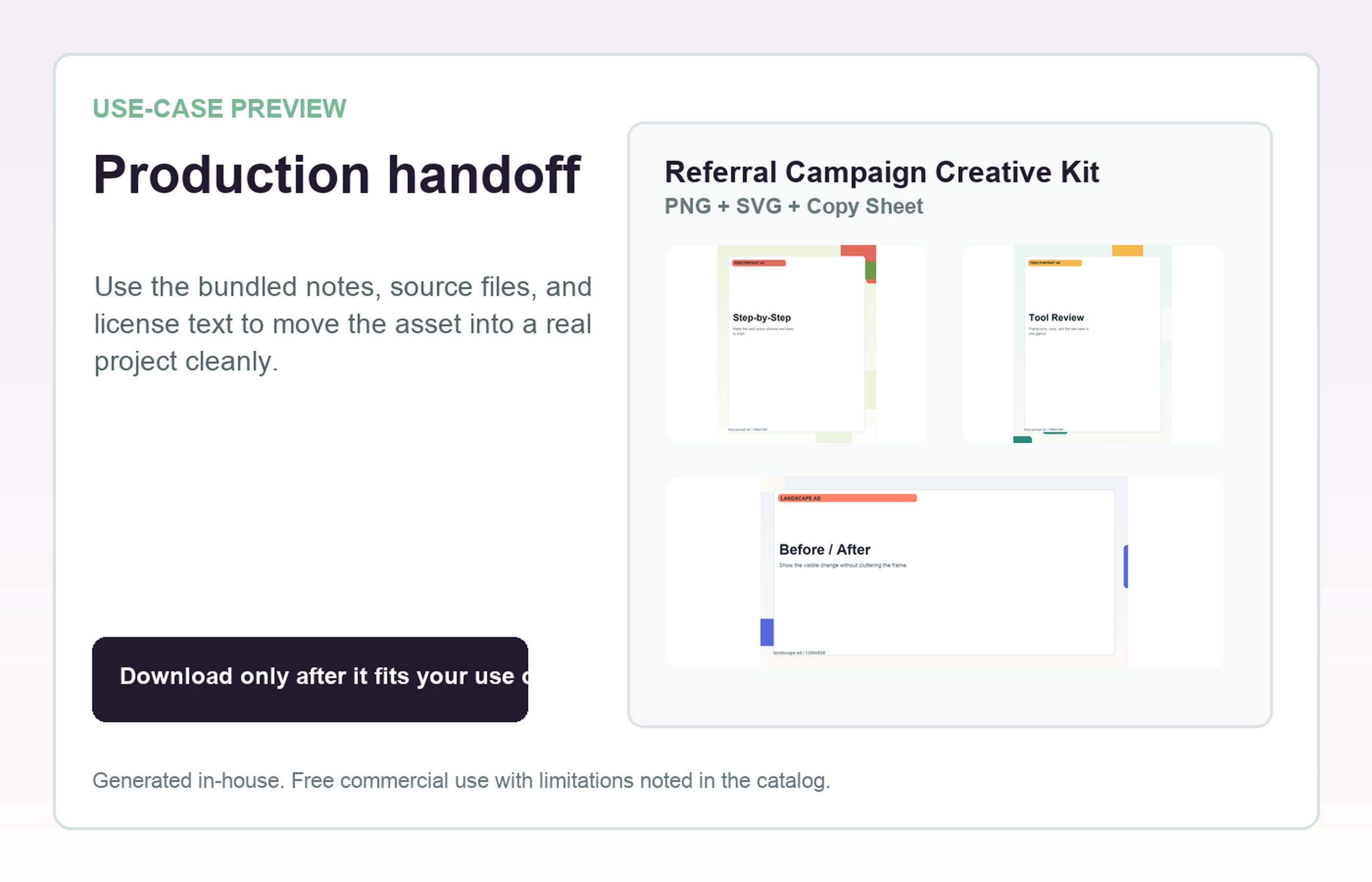 Referral Campaign Creative Kit Production handoff use-case preview