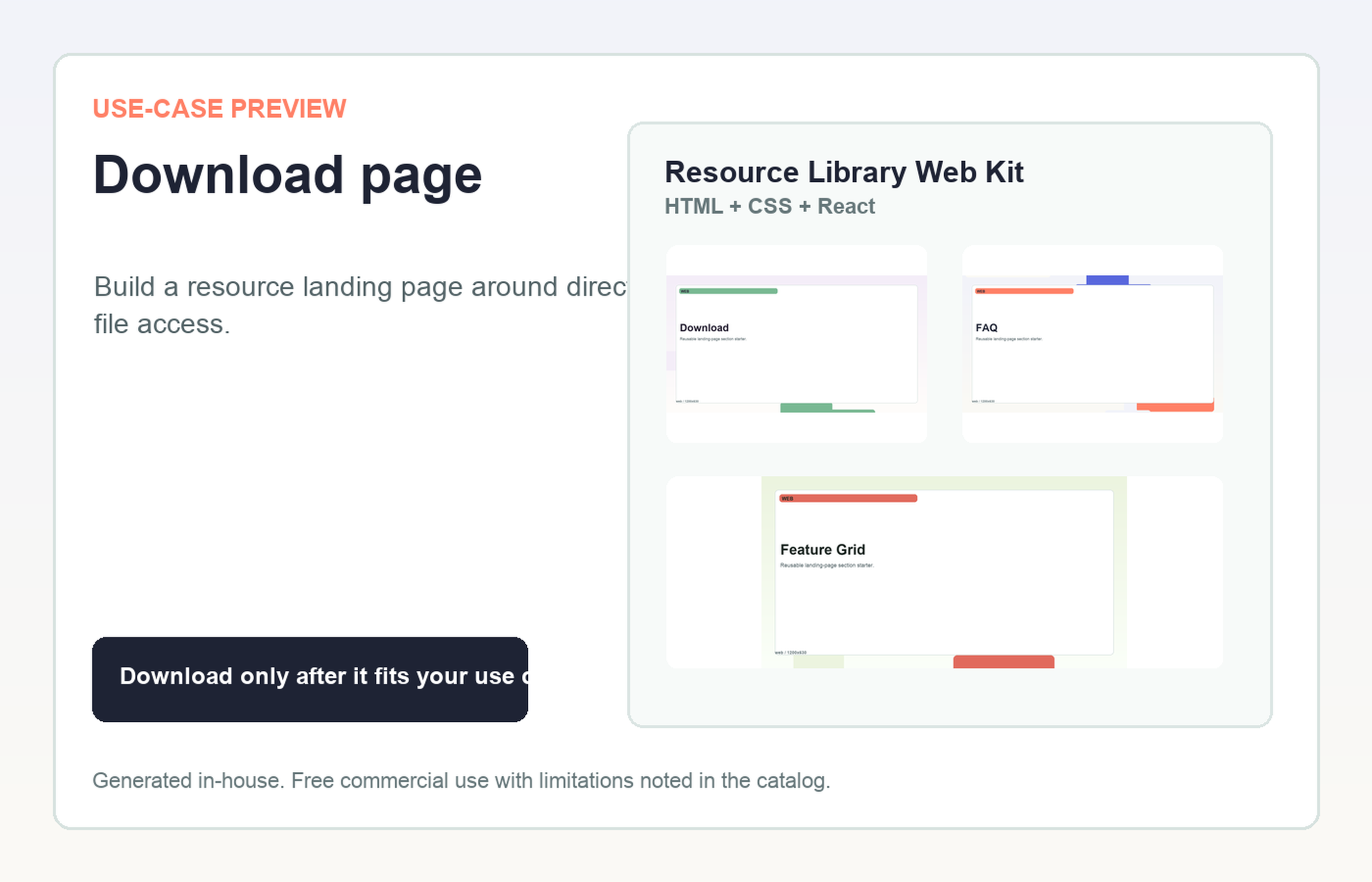 Resource Library Web Kit Download page use-case preview