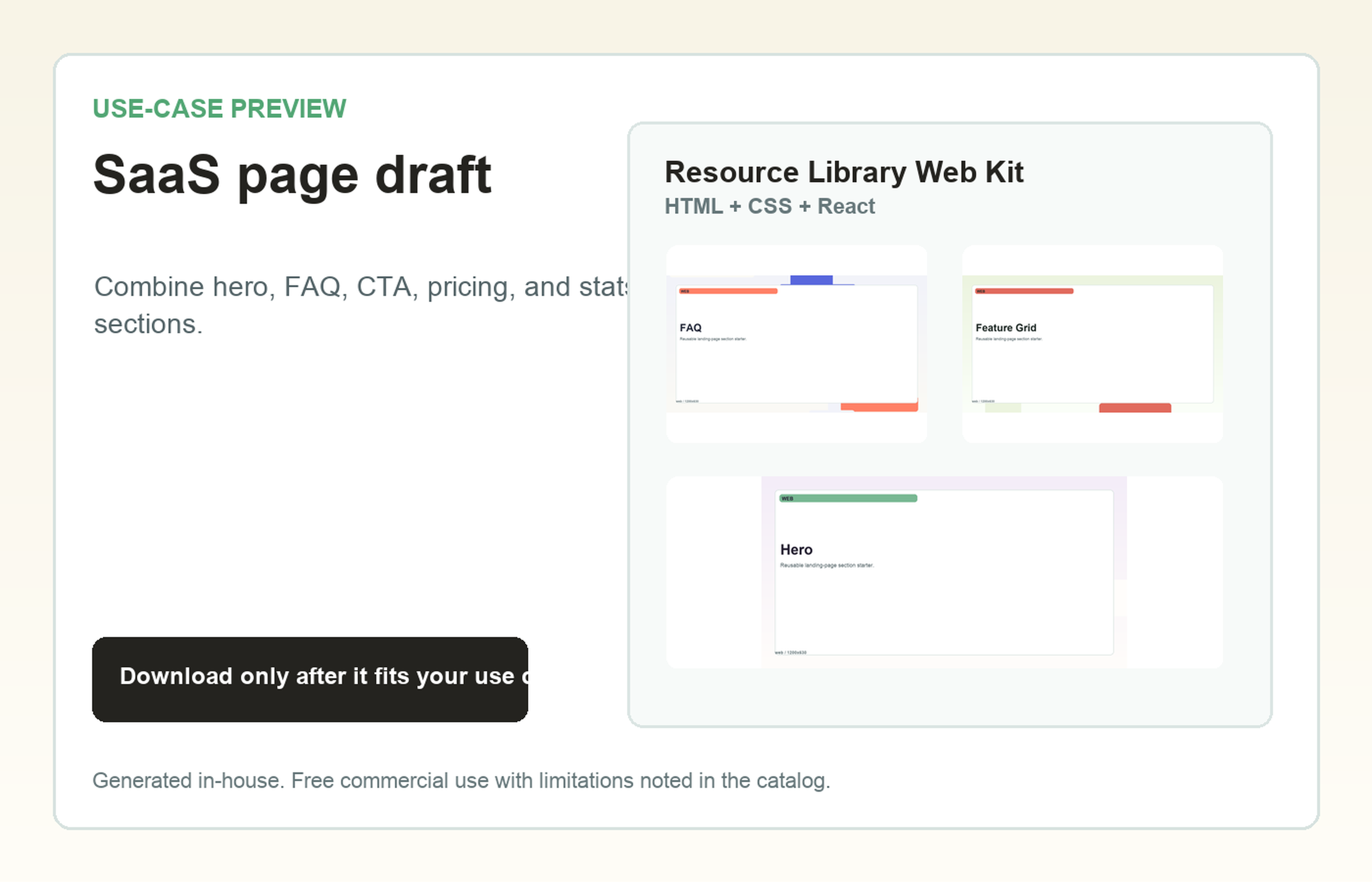Resource Library Web Kit SaaS page draft use-case preview